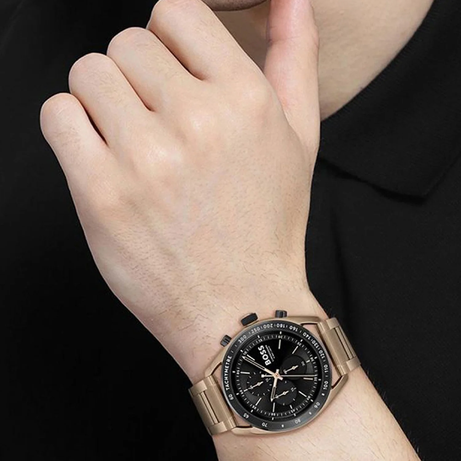 Center Court Men Quartz Black Dial Chronograph Stainless Steel Watch 1514027 - Image 2