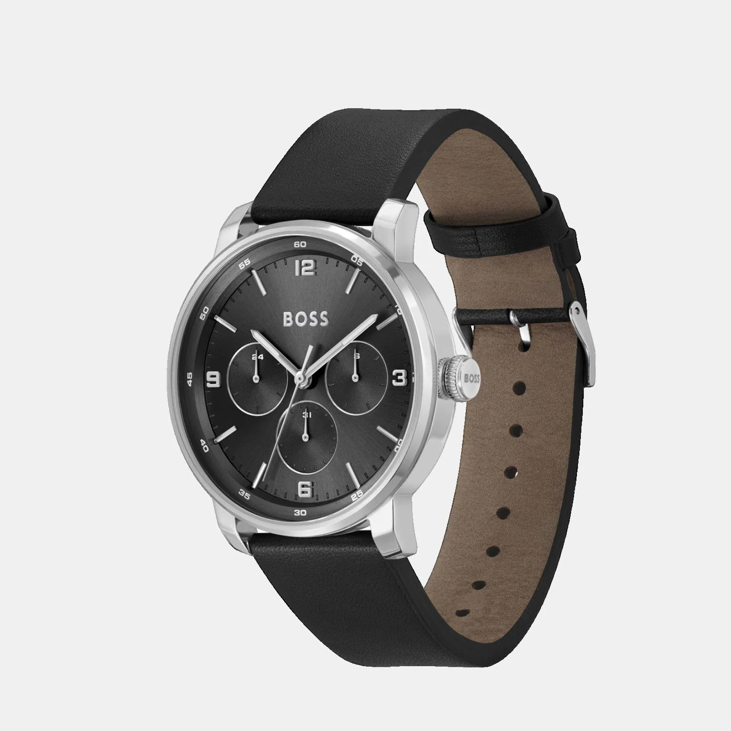 Contender Men Quartz Black Dial Multi-Function Leather Watch 1514125 - Image 2