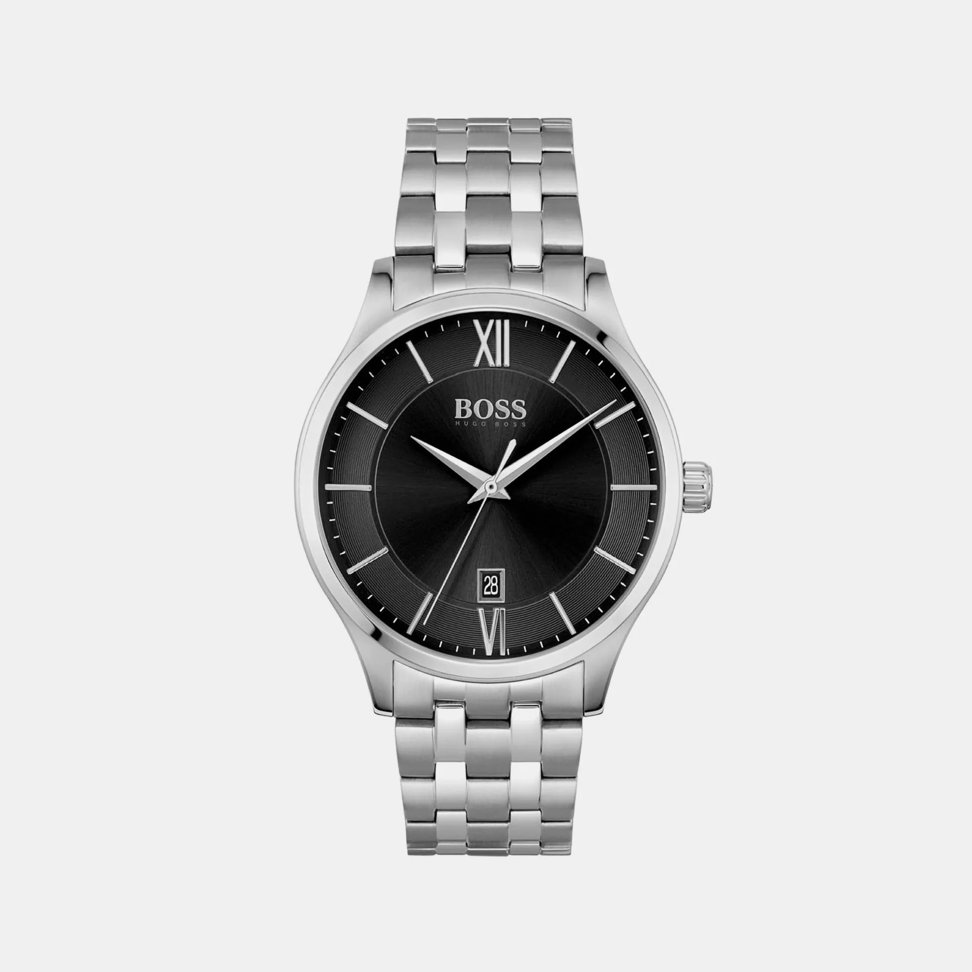 Elite Men Quartz Black Dial Analog Stainless Steel Watch 1513896 - Image 2