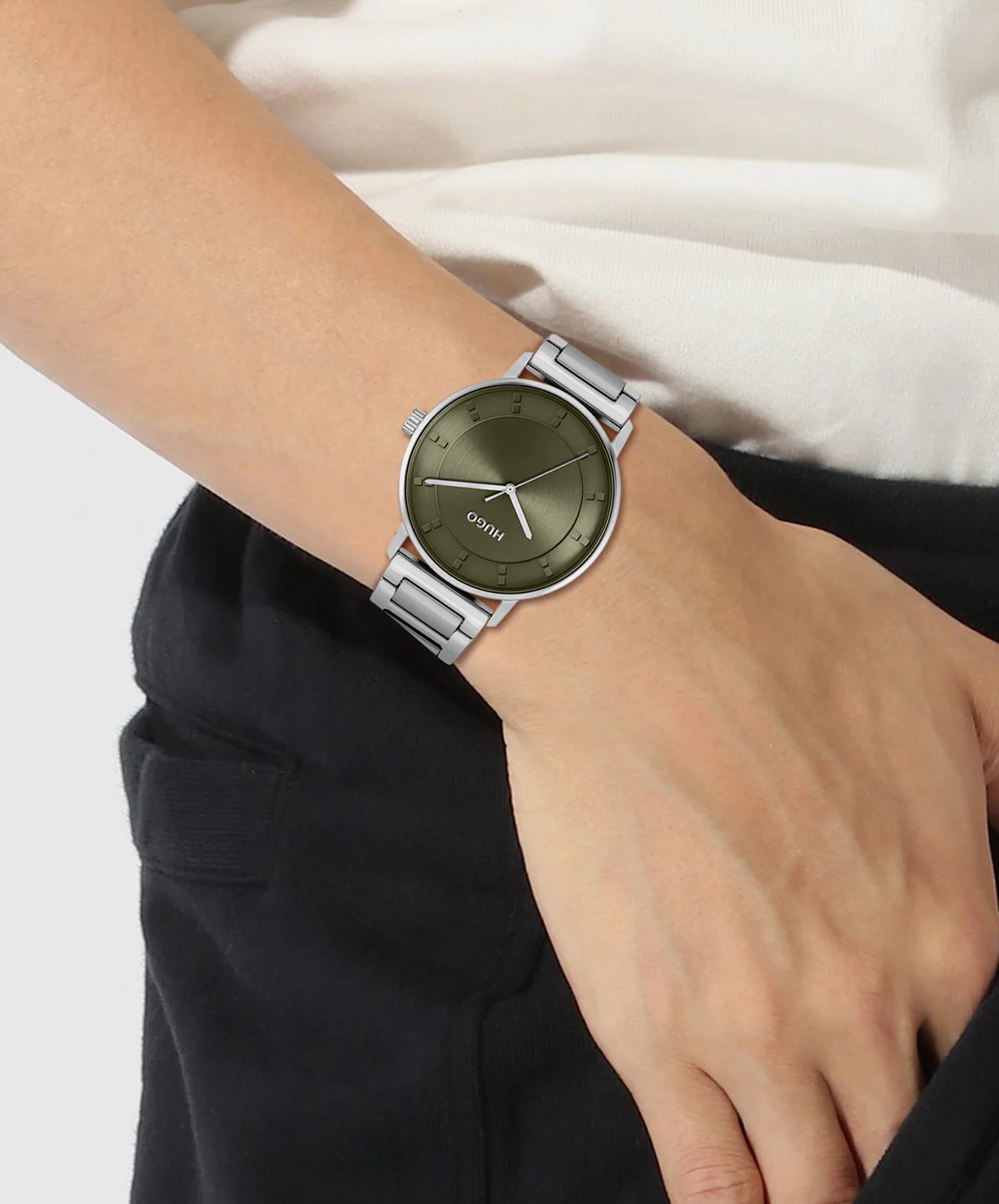 Ensure Men Quartz Green Dial Analog Stainless Steel Watch 1530270 - Image 4