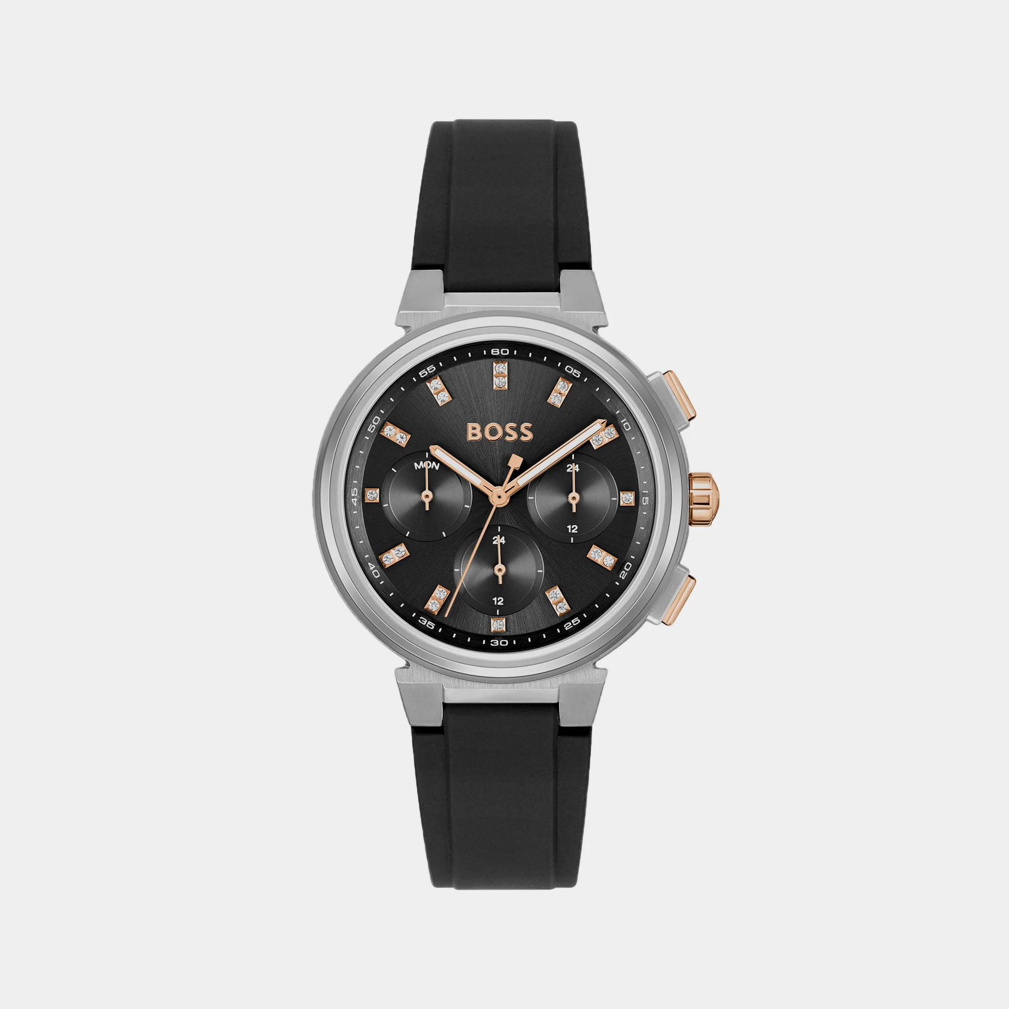 One Women Quartz Black Dial Chronograph Silicone Watch 1502674
