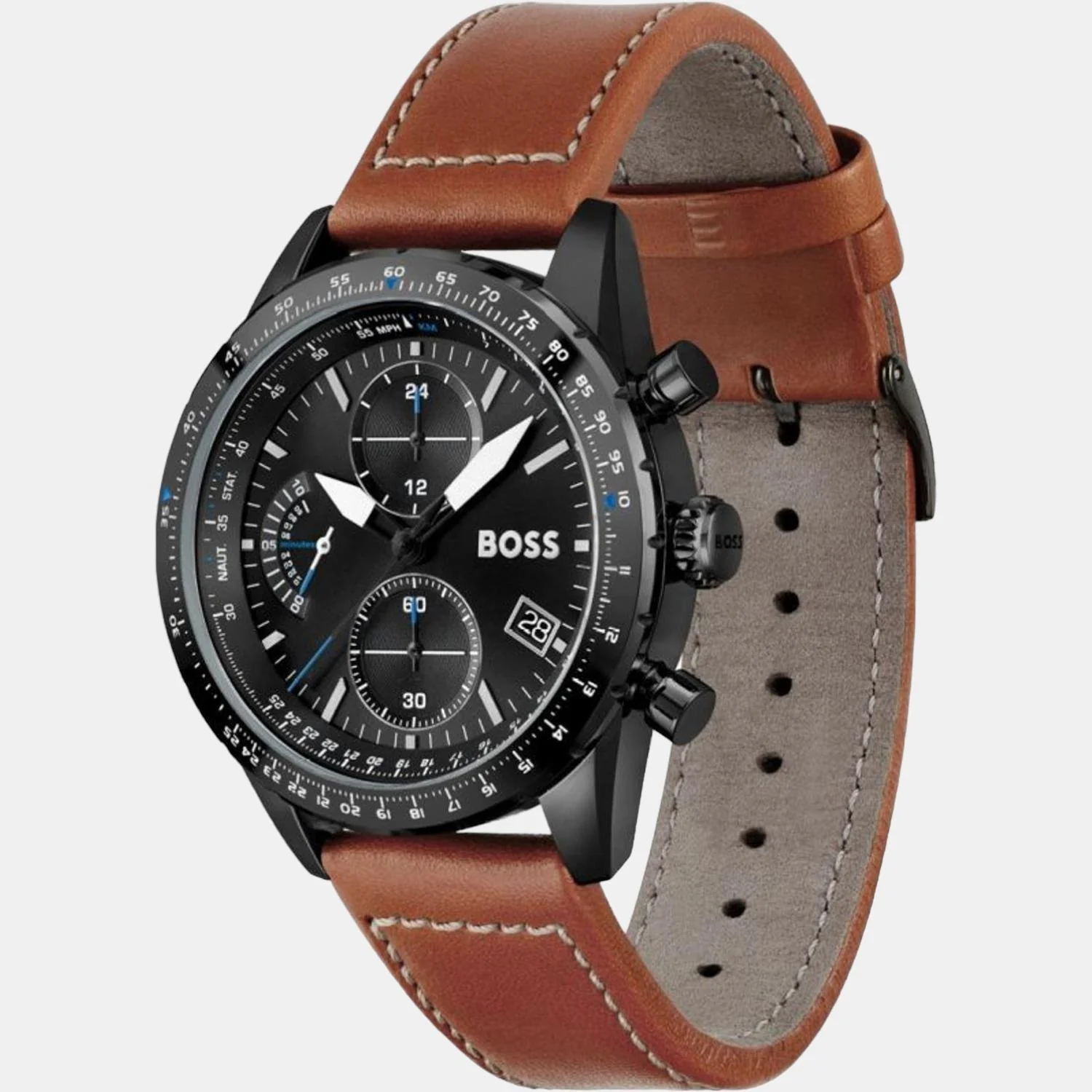 Pilot Edition Men Quartz Black Dial Chronograph Leather Watch 1513851 - Image 5