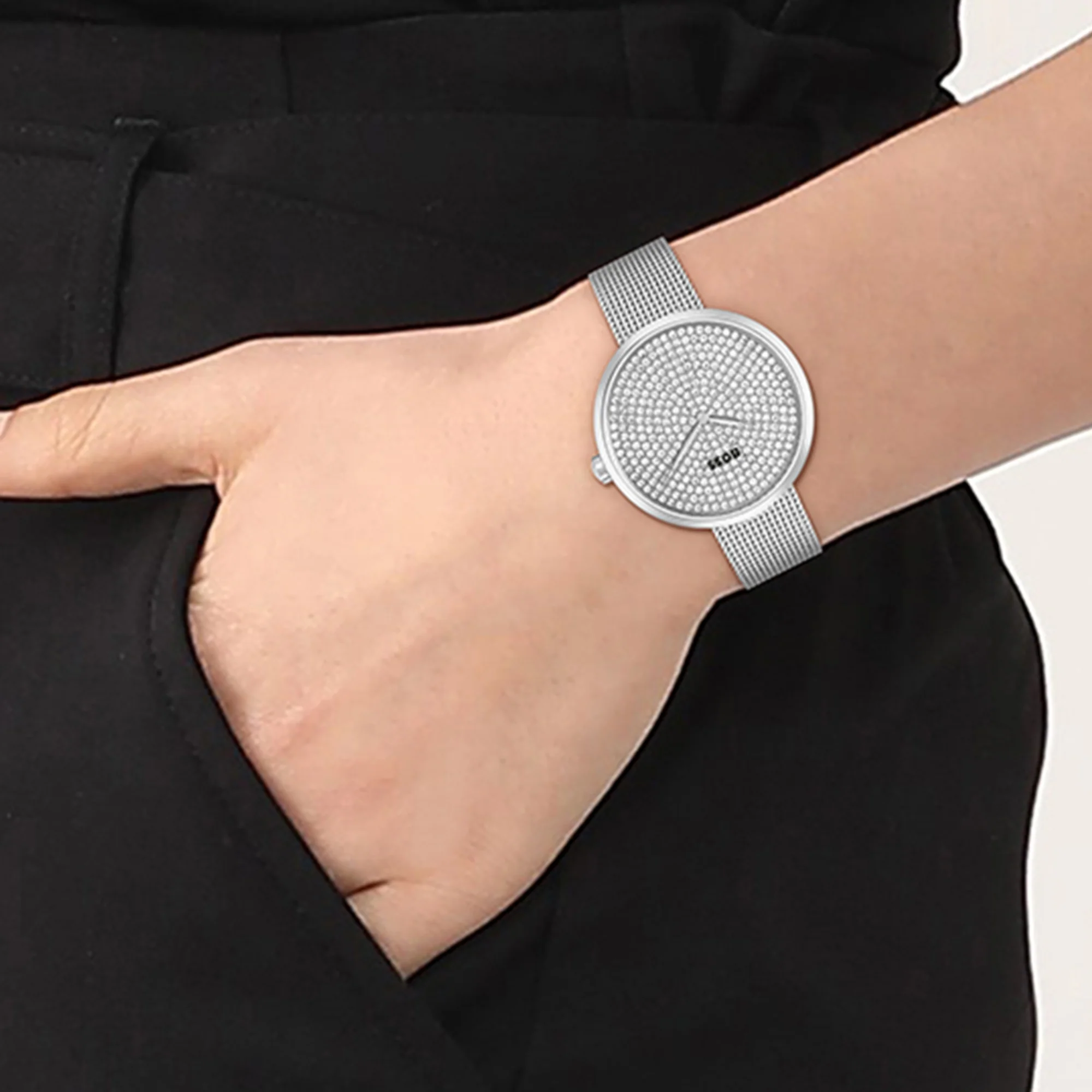 Praise Women Quartz Silver Dial Analog Mesh Watch 1502657 - Image 4