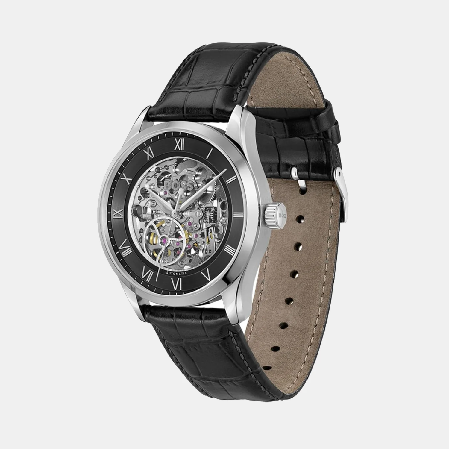 Principle Skeleton Men Automatic Black Dial Analog Leather Watch 1514234 - Image 2