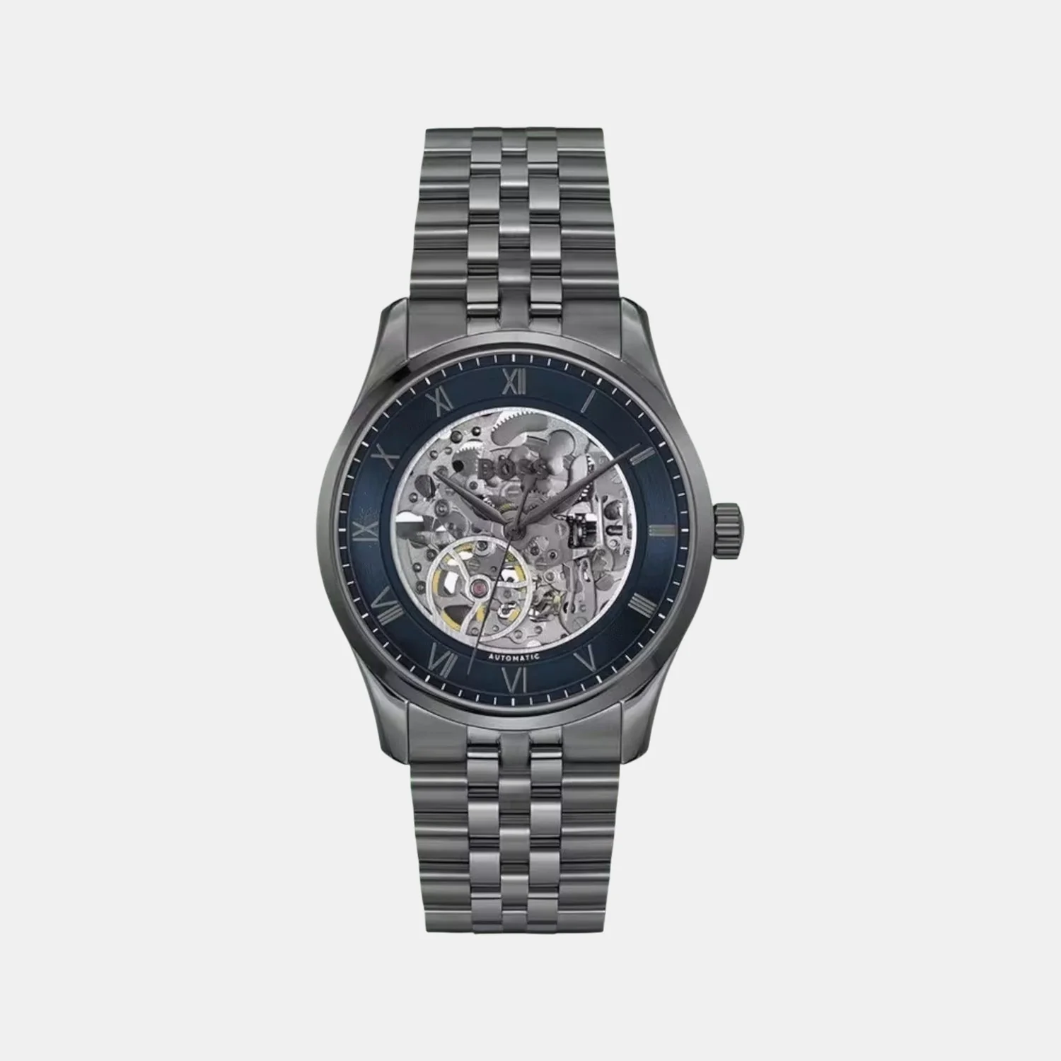 Principle Skeleton Men Automatic Blue Dial Analog Stainless Steel Watch 1514254