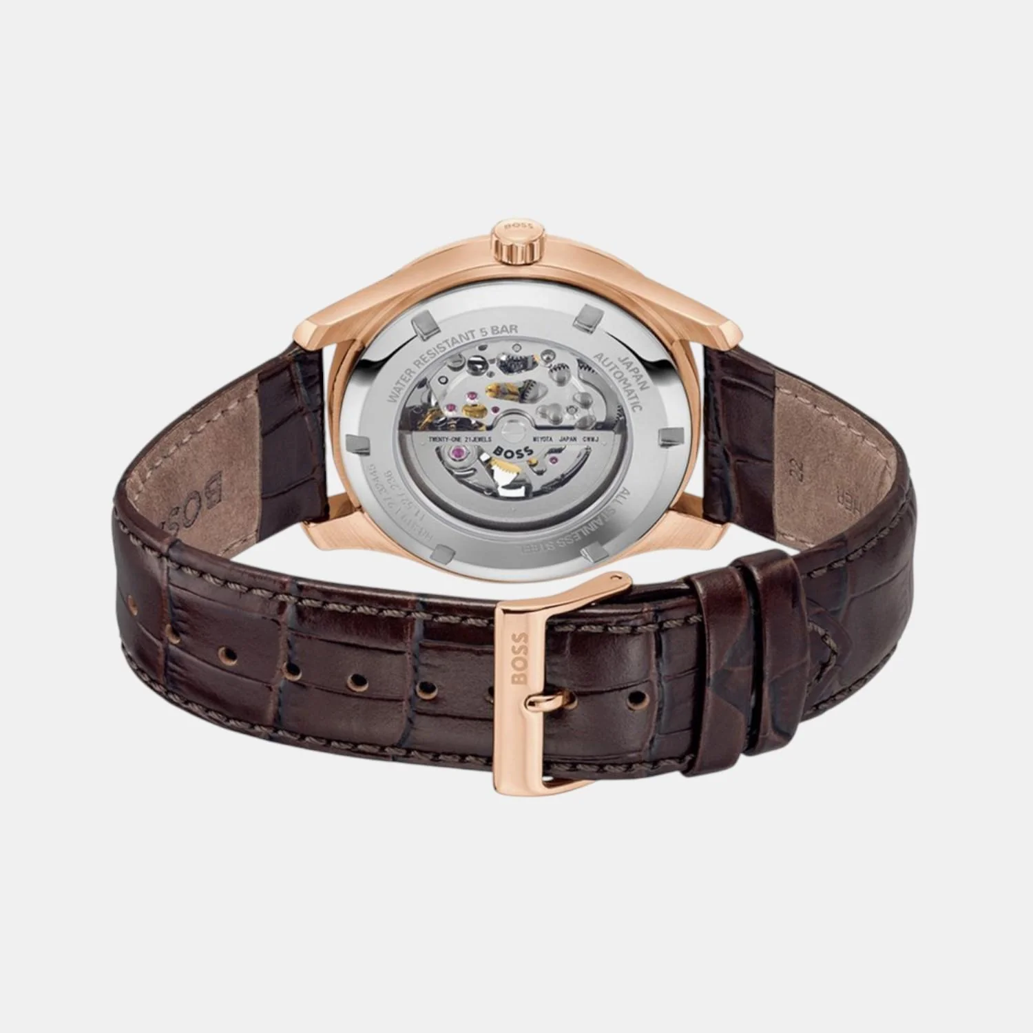 Principle Skeleton Men Automatic Grey Dial Analog Leather Watch 1514253 - Image 5