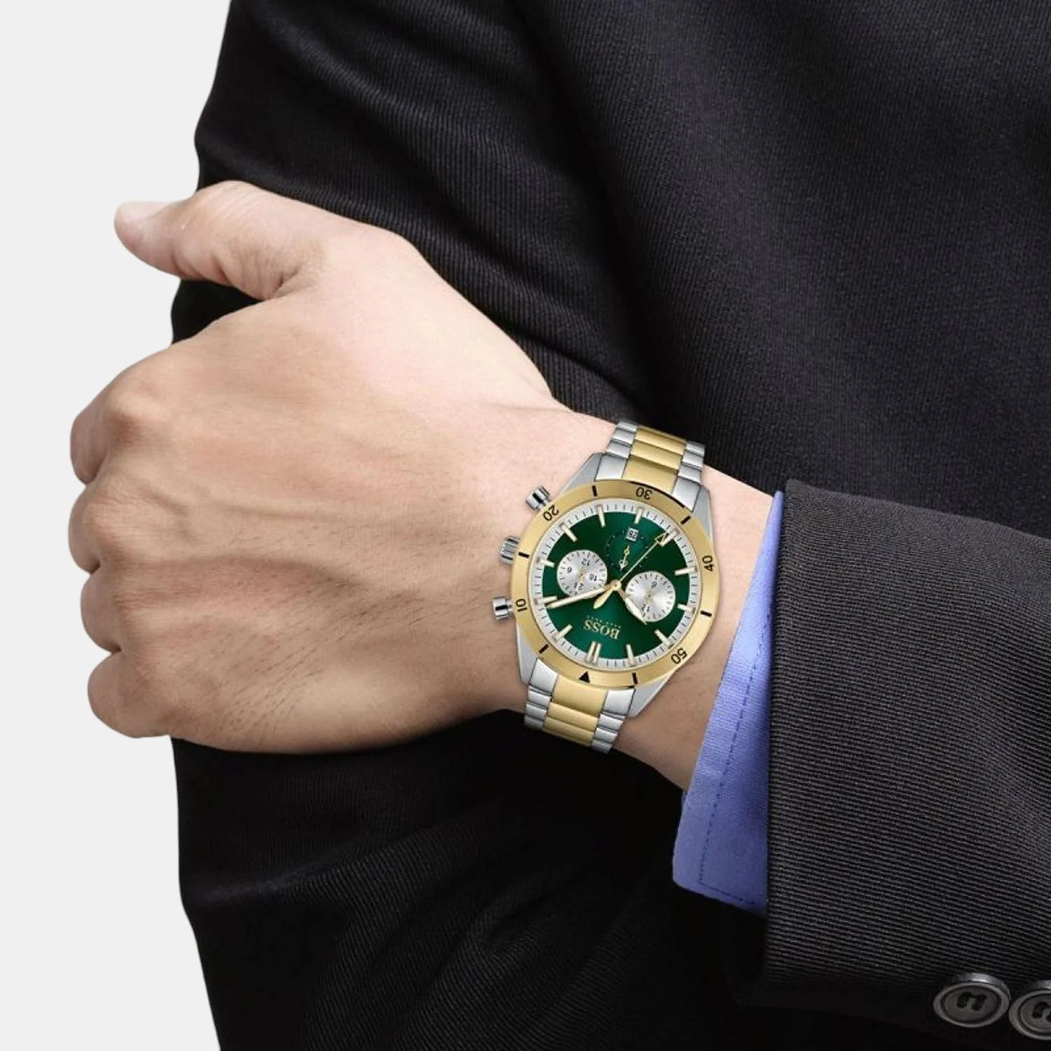 Santiago Men Quartz Green Dial Chronograph Stainless Steel Watch 1513872 - Image 9