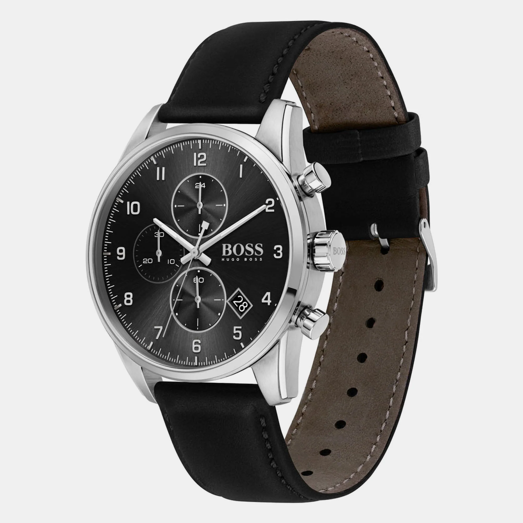 Skymaster Men Quartz Black Dial Chronograph Leather Watch 1513782 - Image 2