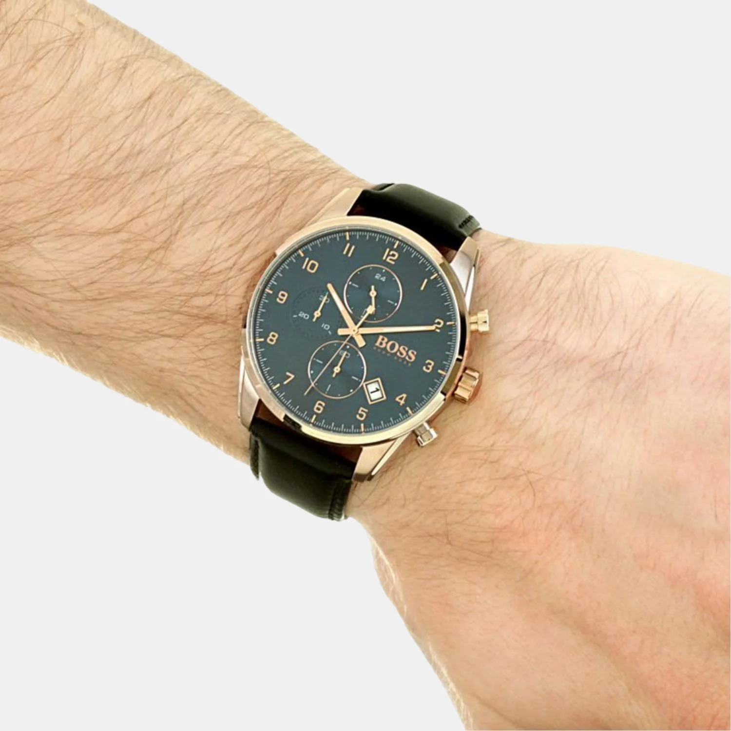 Skymaster Men Quartz Blue Dial Chronograph Leather Watch 1513783 - Image 2