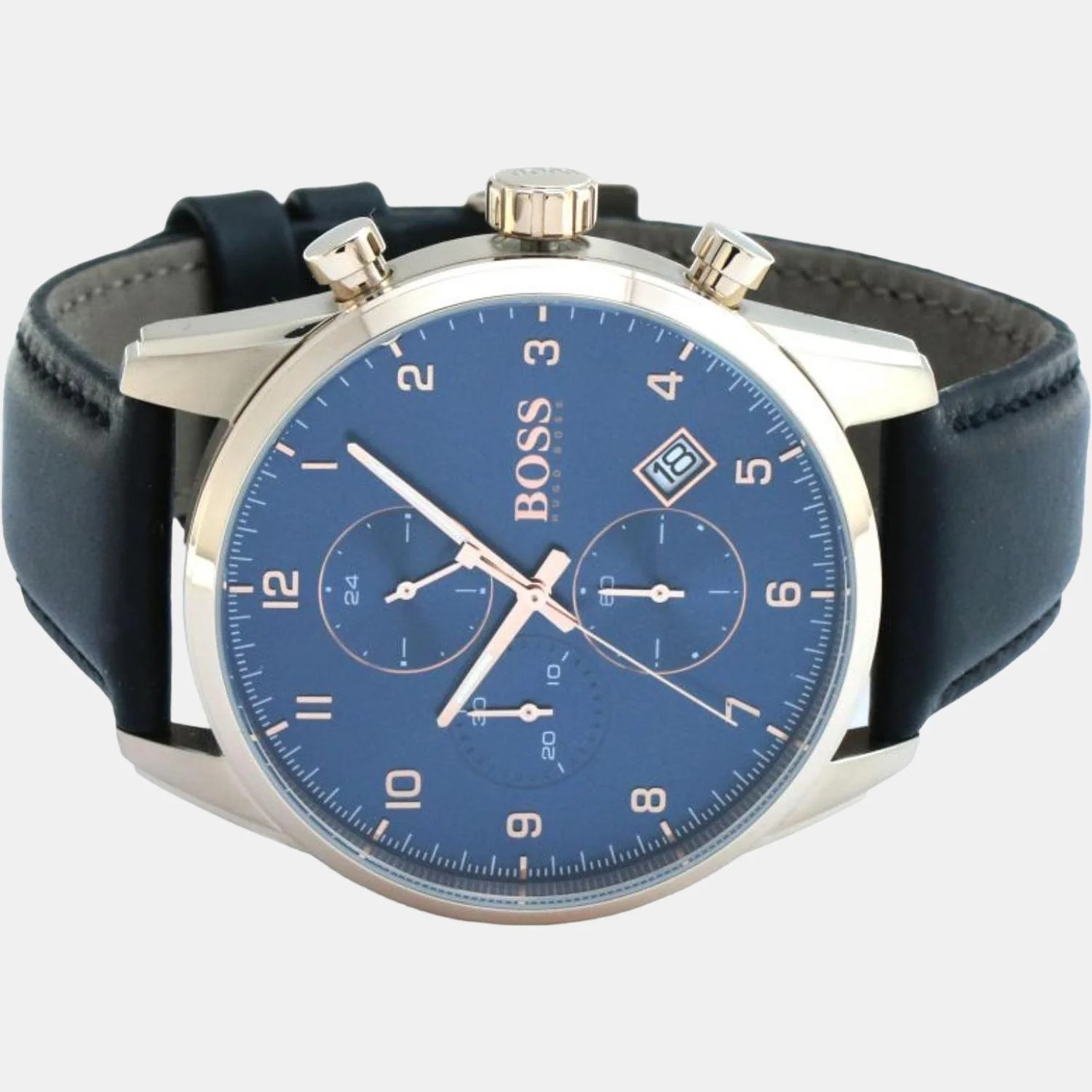 Skymaster Men Quartz Blue Dial Chronograph Leather Watch 1513783 - Image 3