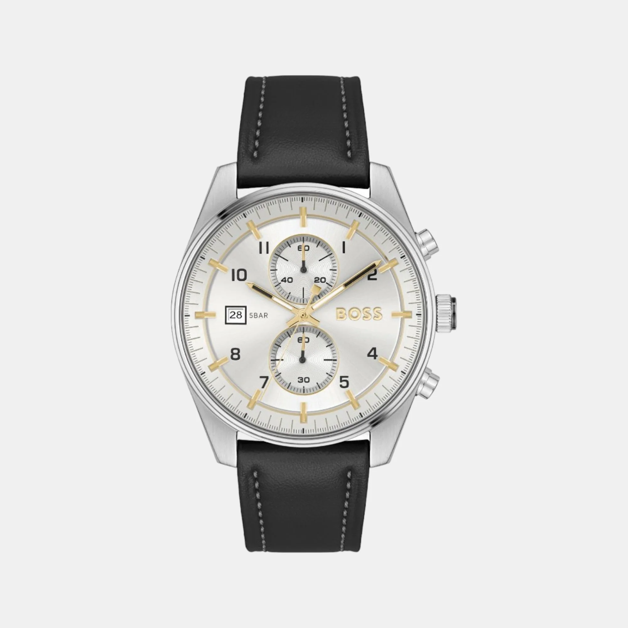 Skytraveller Men Quartz Silver Dial Chronograph Leather Watch 1514147
