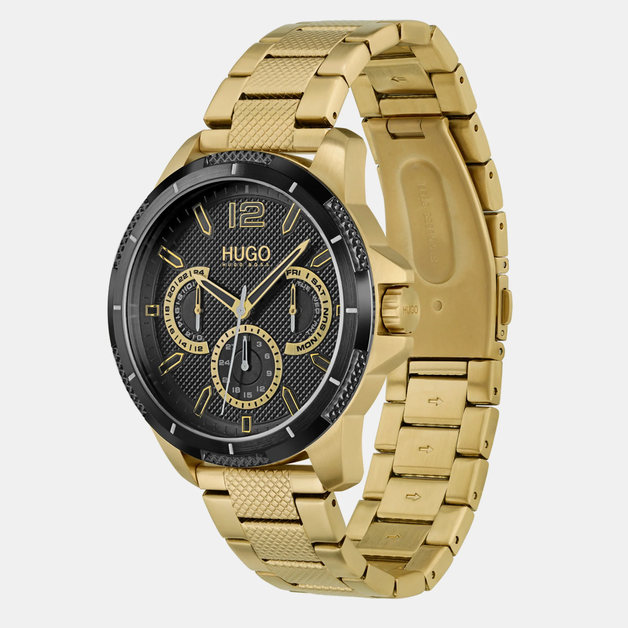 Sport Men Quartz Black Dial Chronograph Stainless Steel Watch 1530196 - Image 2