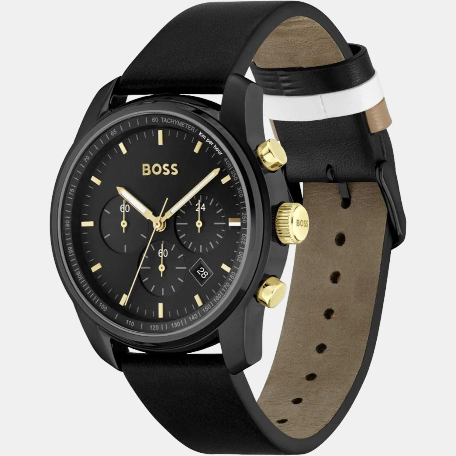 Trace Men Quartz Black Dial Analog Leather Watch 1514003 - Image 3