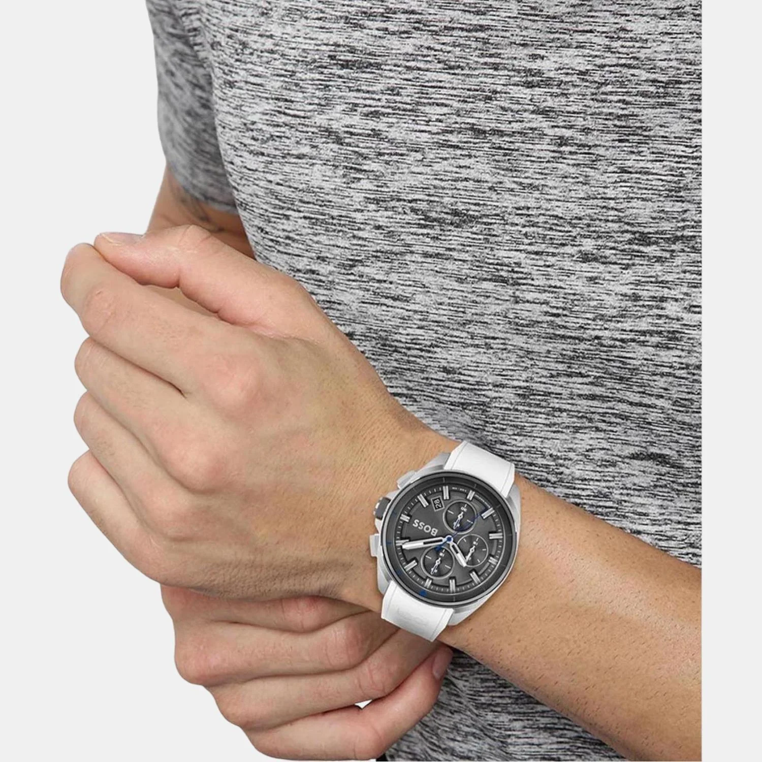 Volane Men Quartz Grey Dial Analog Silicone Watch 1513948 - Image 4