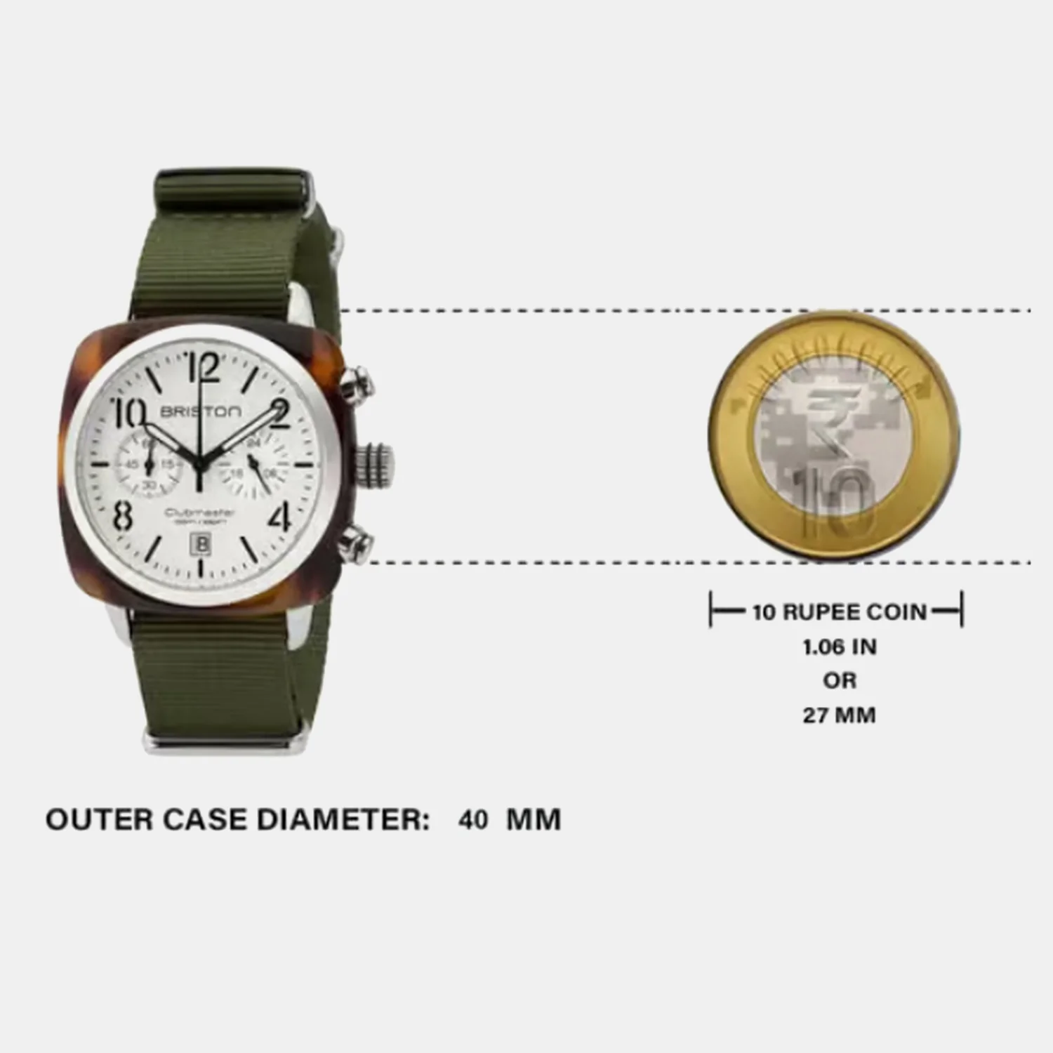 Clubmaster Classic Men Quartz White Dial Chronograph NATO Watch 16140.SA.T.2.NGA - Image 6