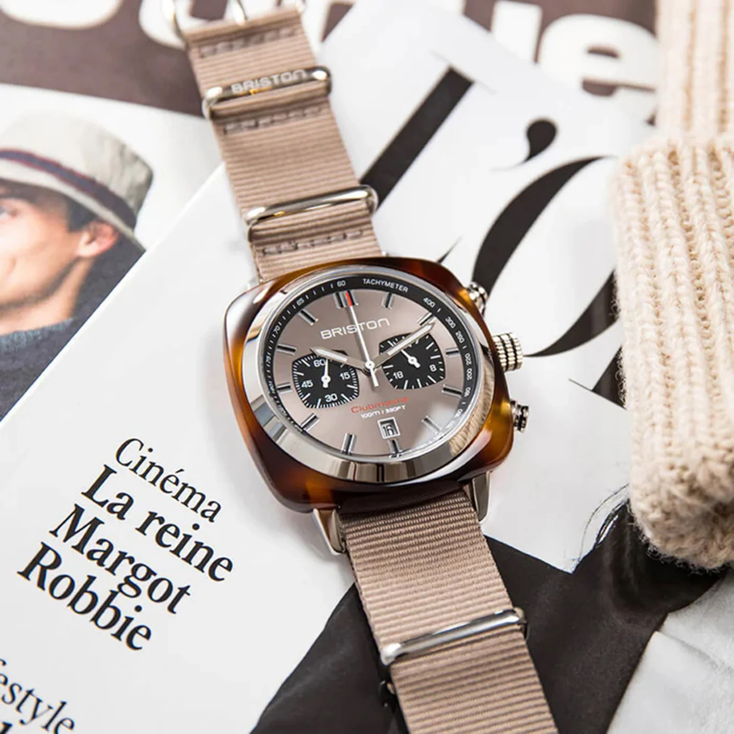 Clubmaster Sport Men Quartz Taupe Dial Chronograph NATO Watch 20142.SA.TS.30.NT - Image 2