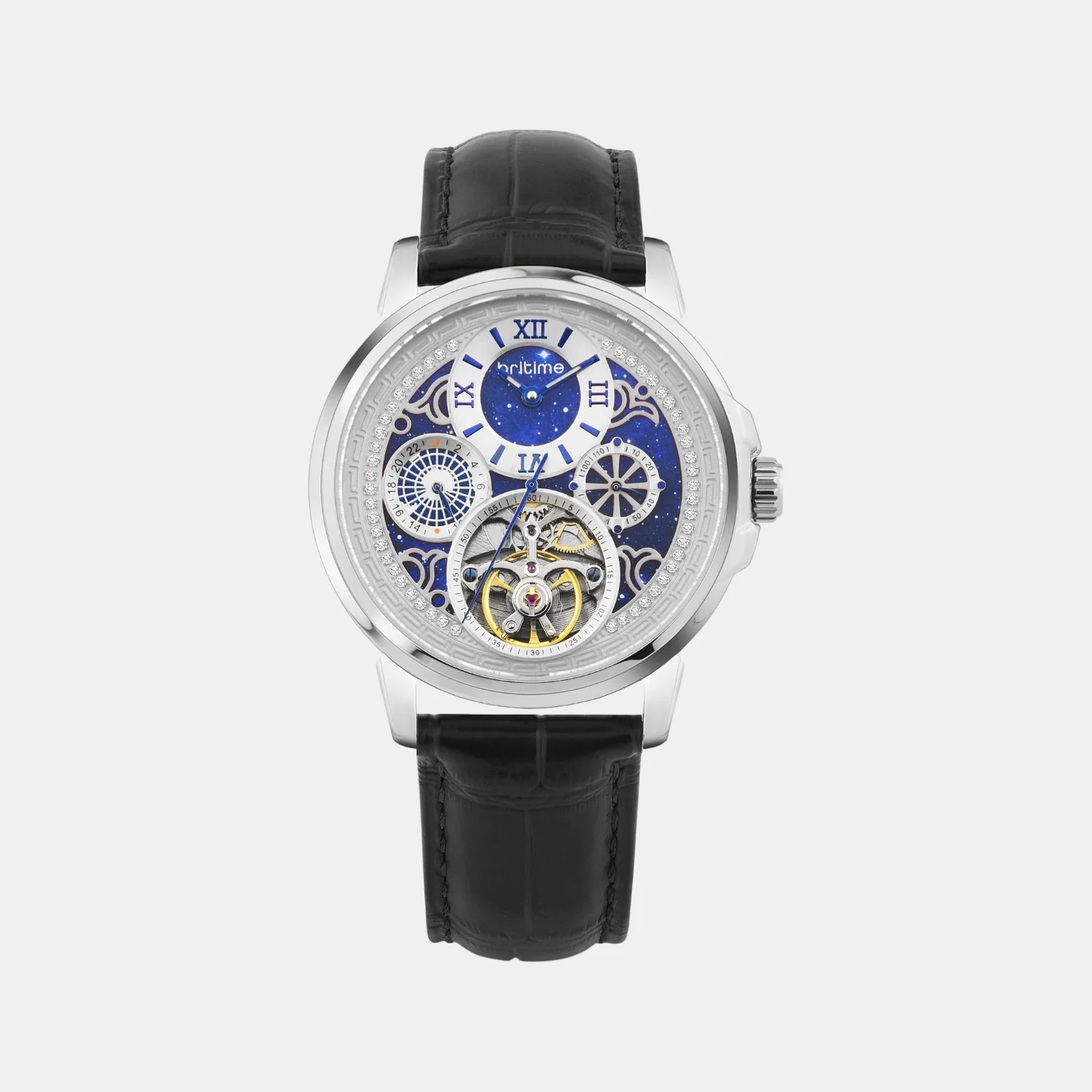 Aquatica Men Automatic Blue Dial Multi-Function Leather Watch 274-L10506
