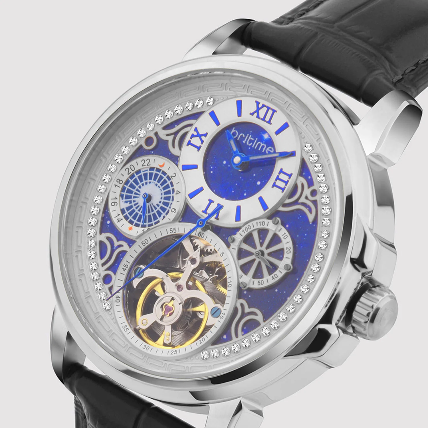 Aquatica Men Automatic Blue Dial Multi-Function Leather Watch 274-L10506 - Image 2