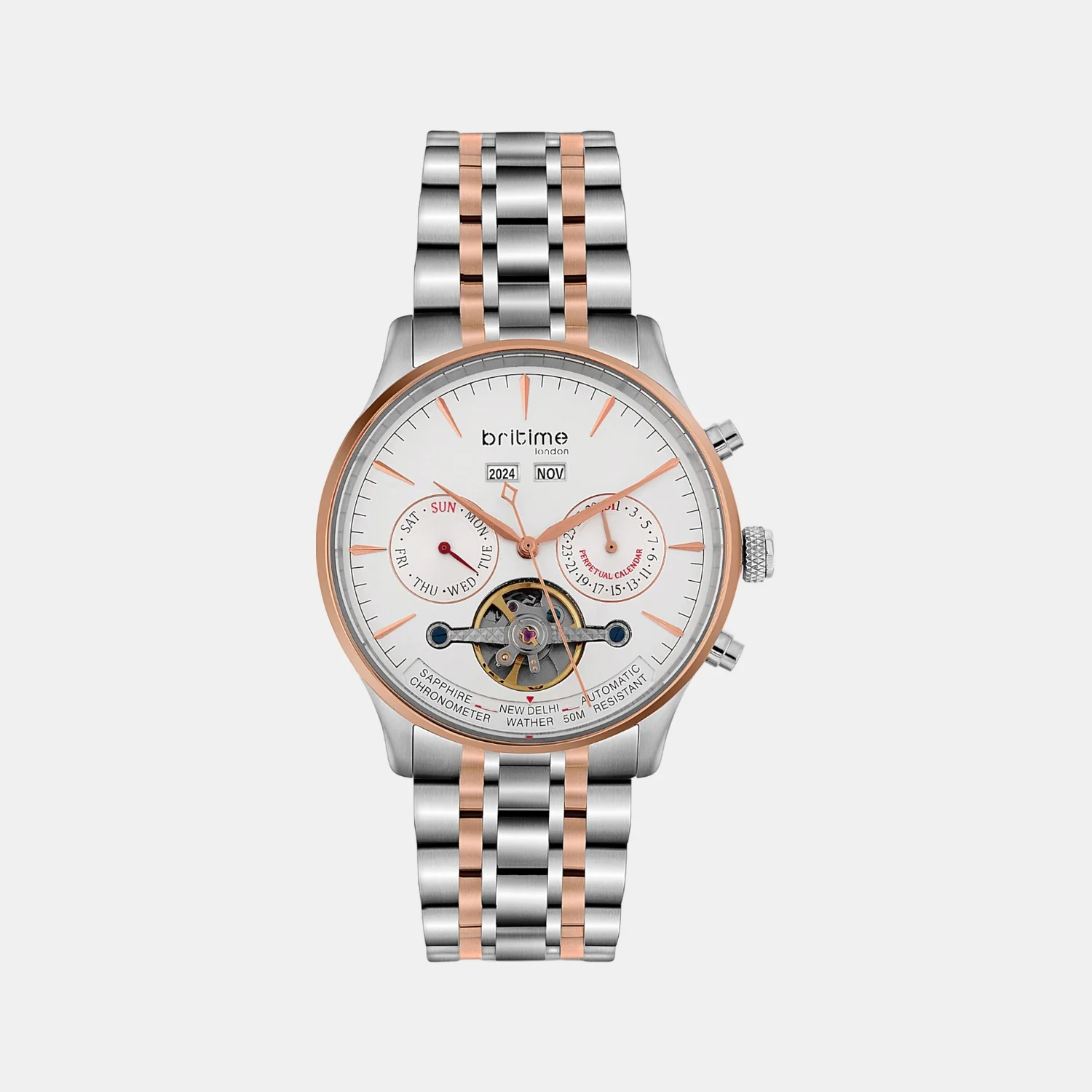 Celestial Men Automatic Silver Dial Chronograph Metal Watch 867-M30305