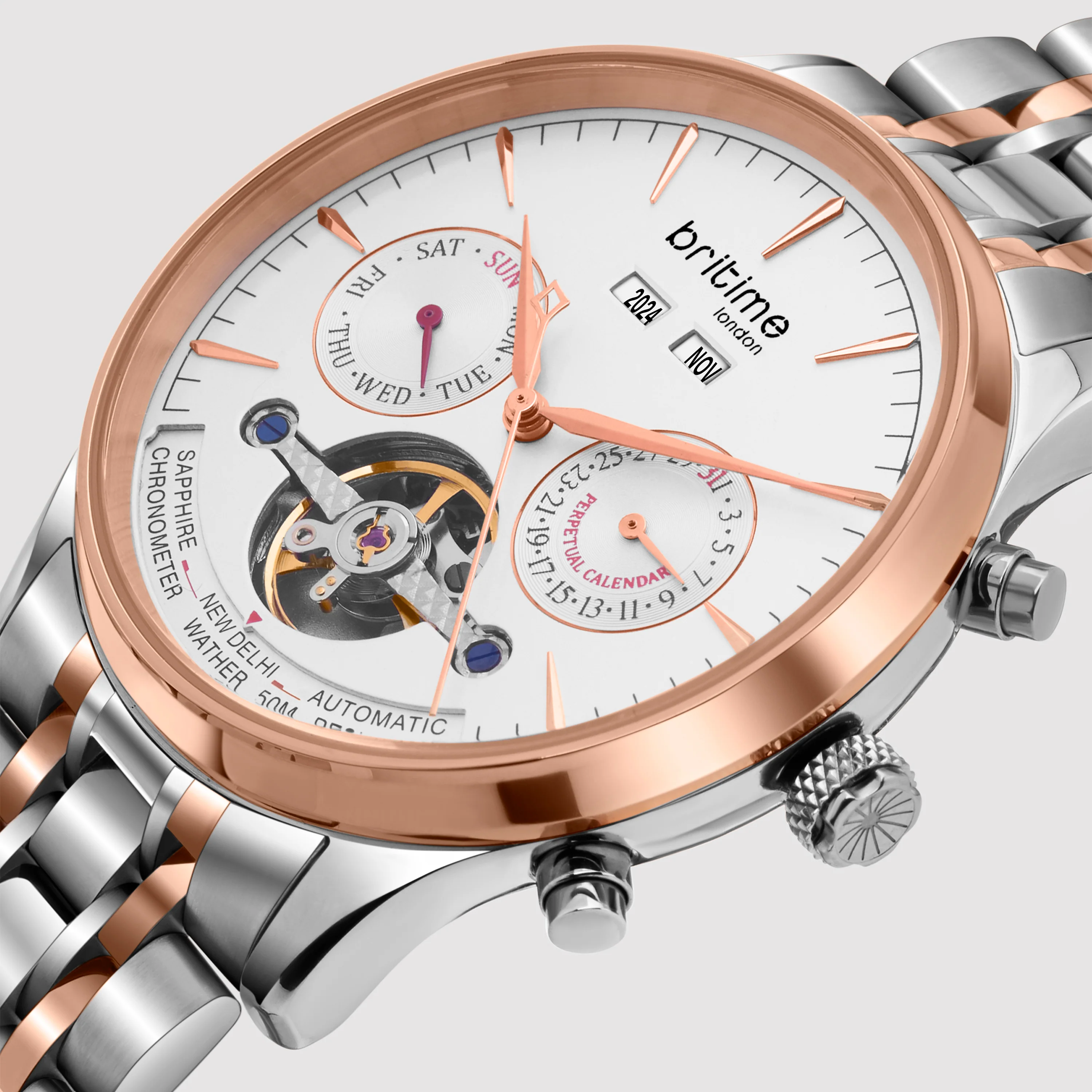 Celestial Men Automatic Silver Dial Chronograph Metal Watch 867-M30305 - Image 3