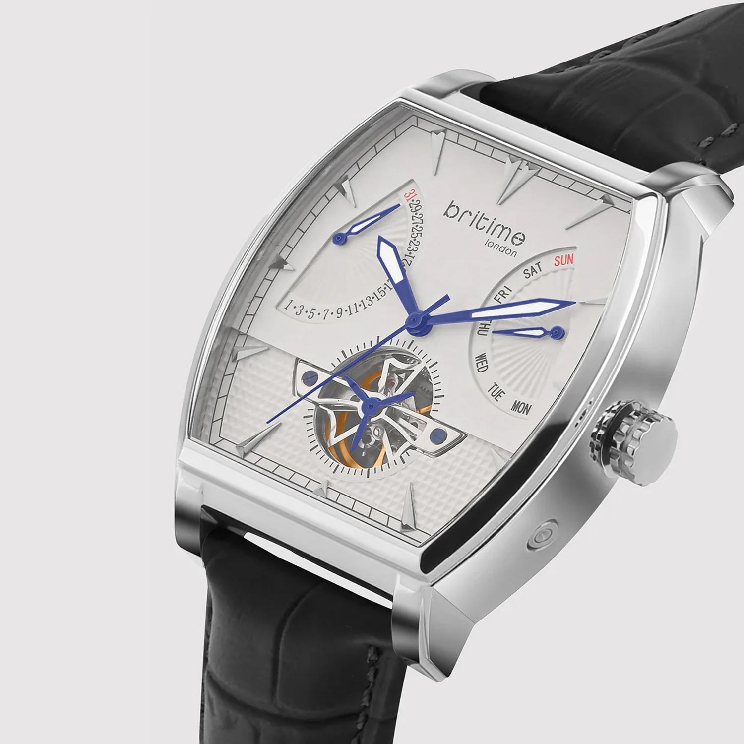 Emerion Men Automatic Silver Dial Analog Leather Watch 465-L10306 - Image 2
