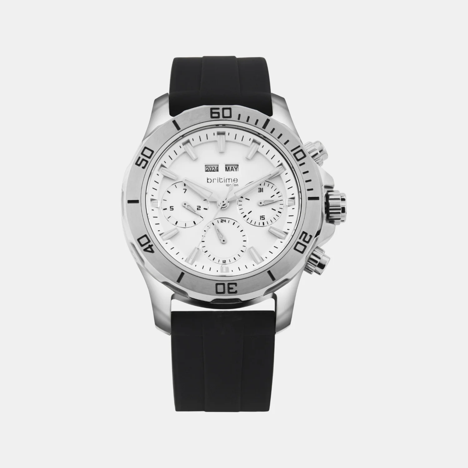 Equinox Men Automatic Silver Dial Chronograph Leather Watch 562-P10306