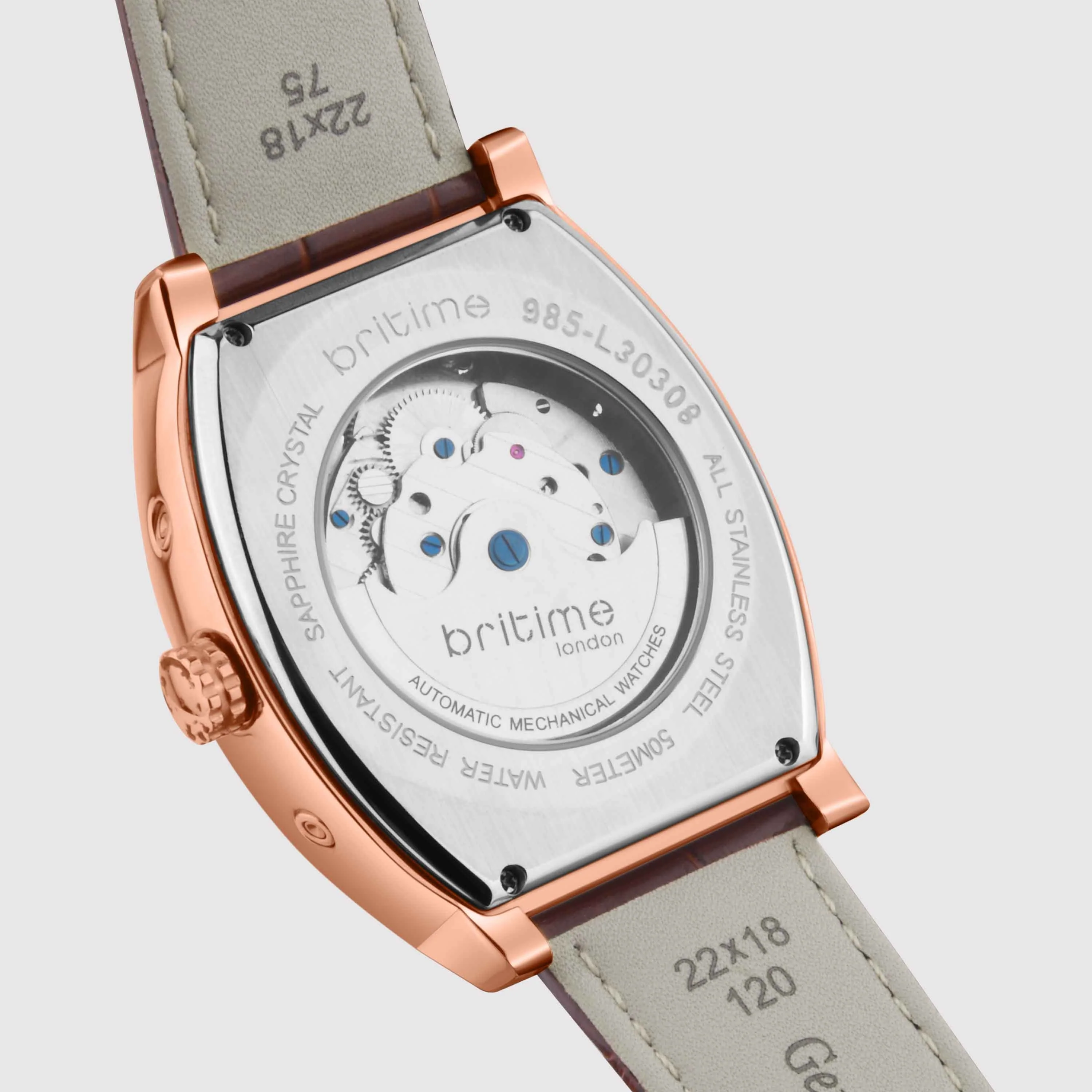 Galaxy Men Automatic Silver Dial Multi-Function Leather Watch 985-L30308 - Image 6