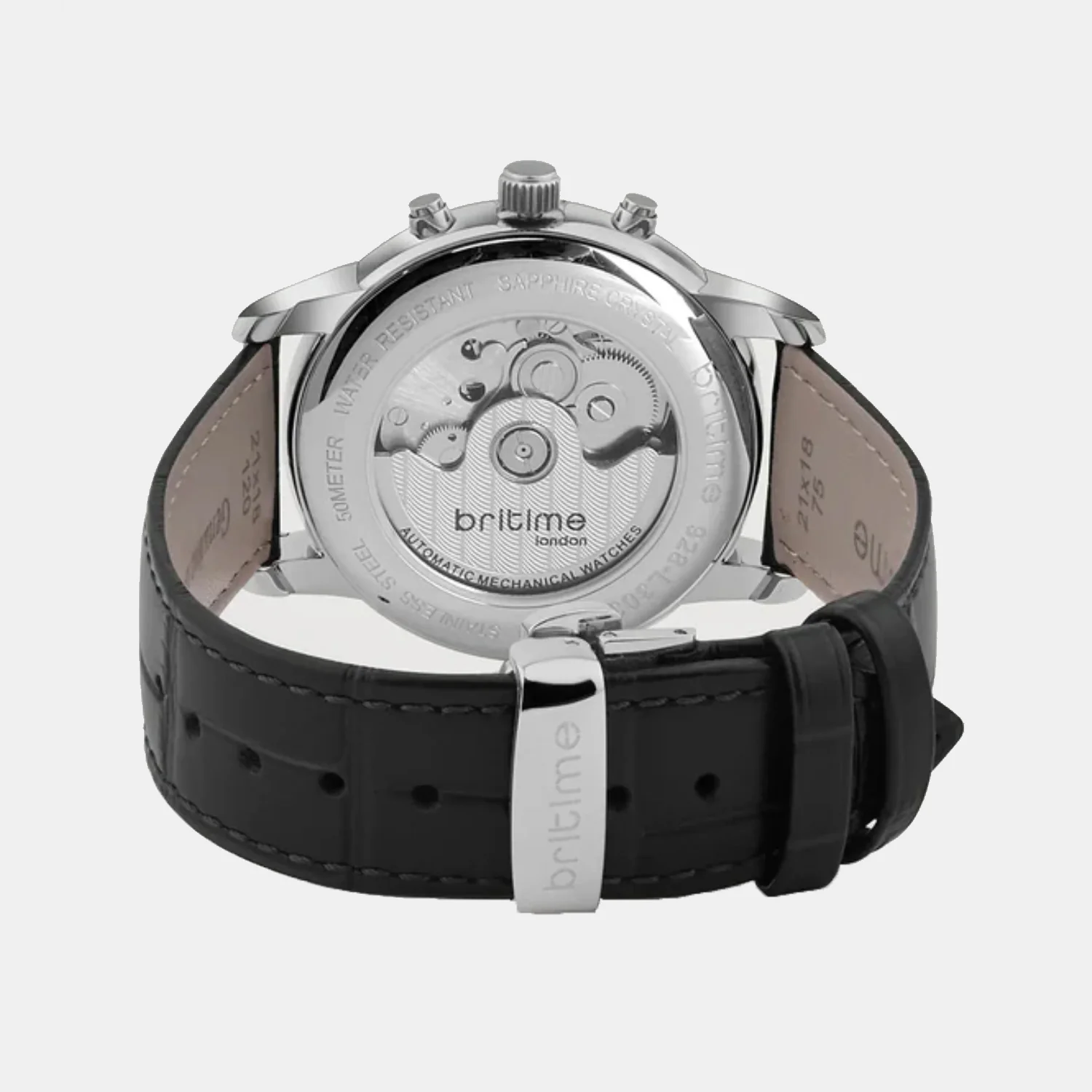 Men Automatic Black Dial Analog Leather Watch 928-L10406 - Image 5