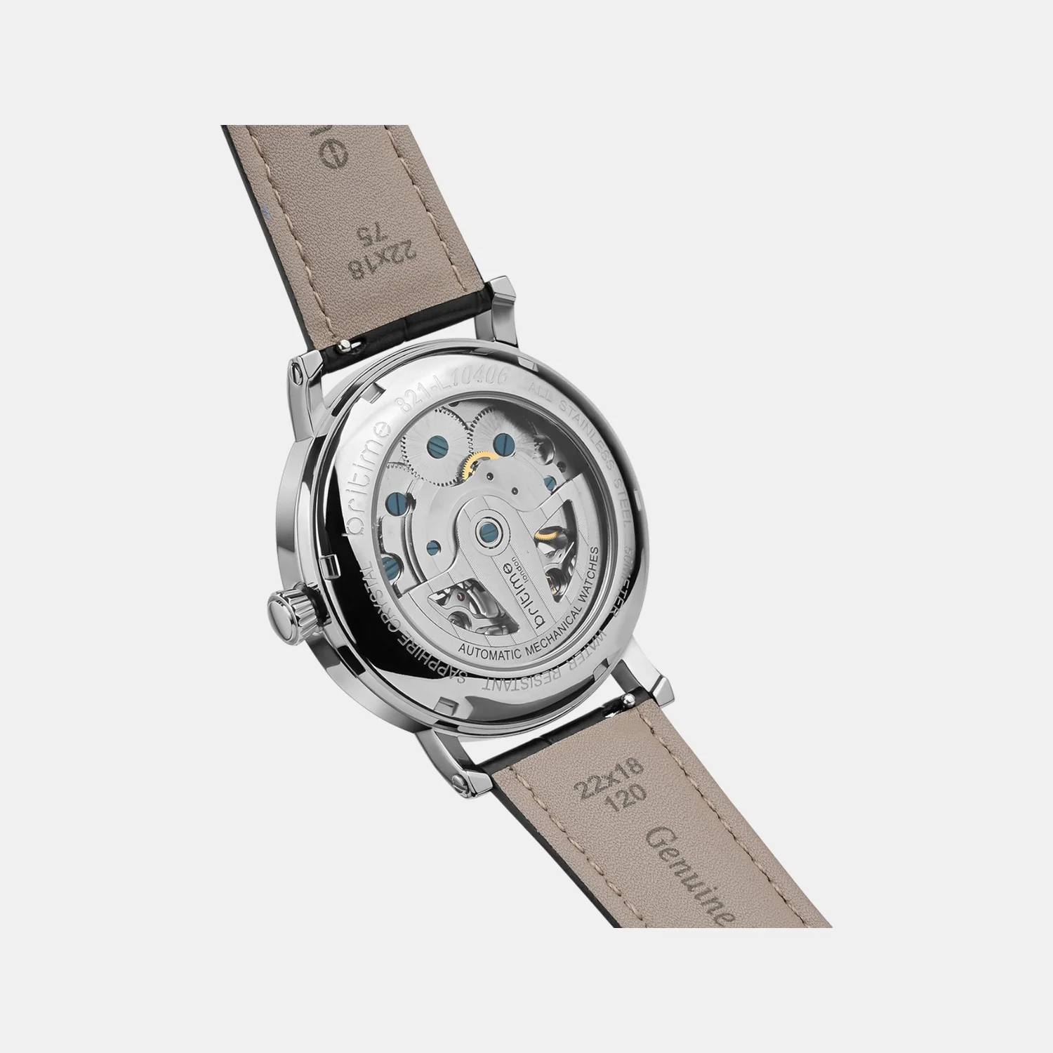 Men Automatic Black Dial Multi-Function Leather Watch 821-L10406 - Image 6