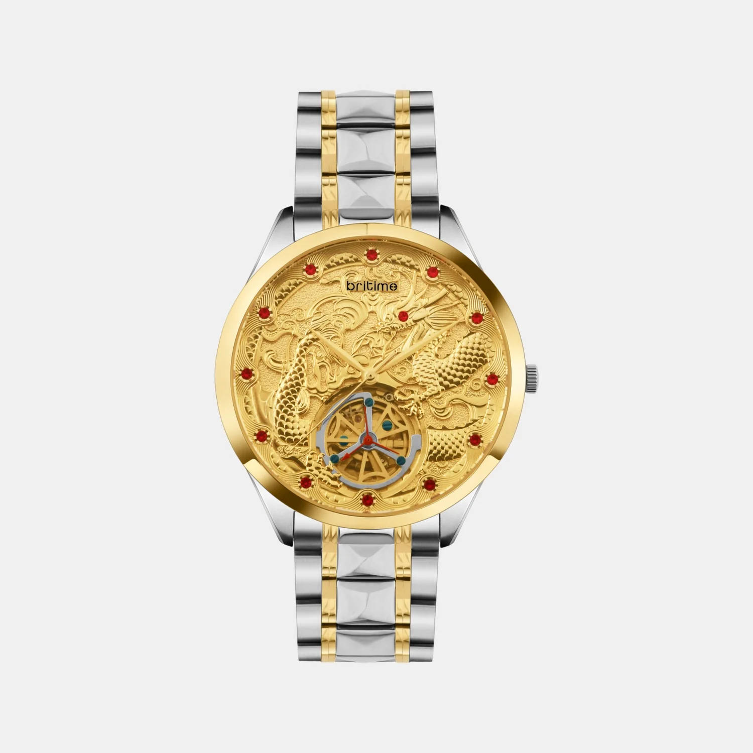 Men Automatic Gold Dial Analog Stainless Steel Watch 359-M10804 - Image 2