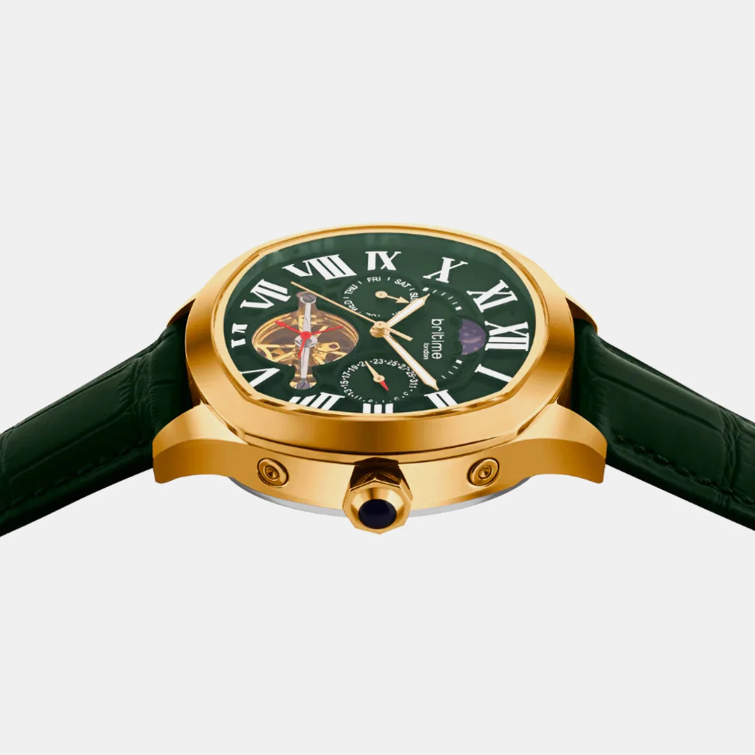 Men Automatic Green Dial Multi-Function Leather Watch 1641-L31412 - Image 2