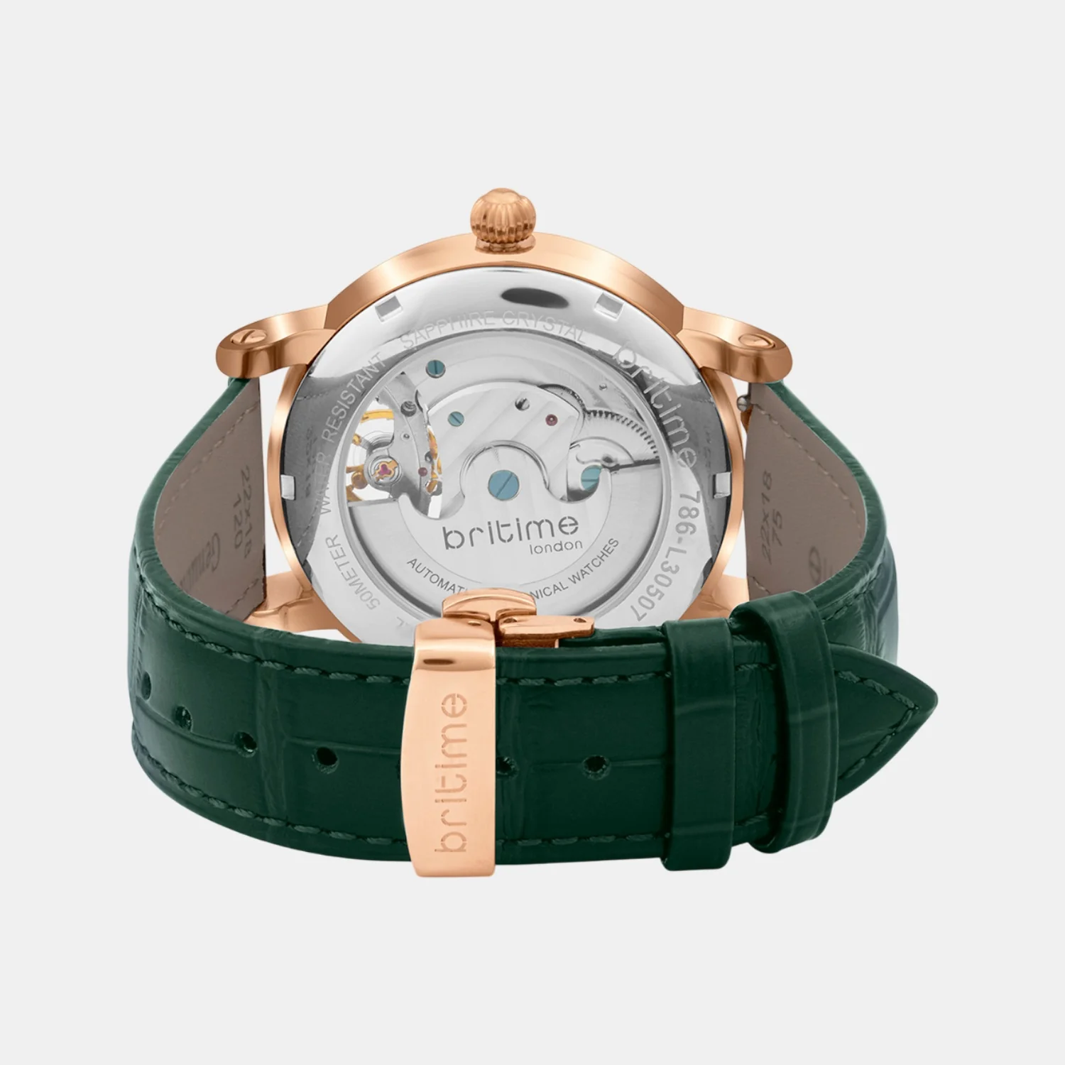 Men Automatic Green Dial Multi-Function Leather Watch 786-L31412 - Image 10