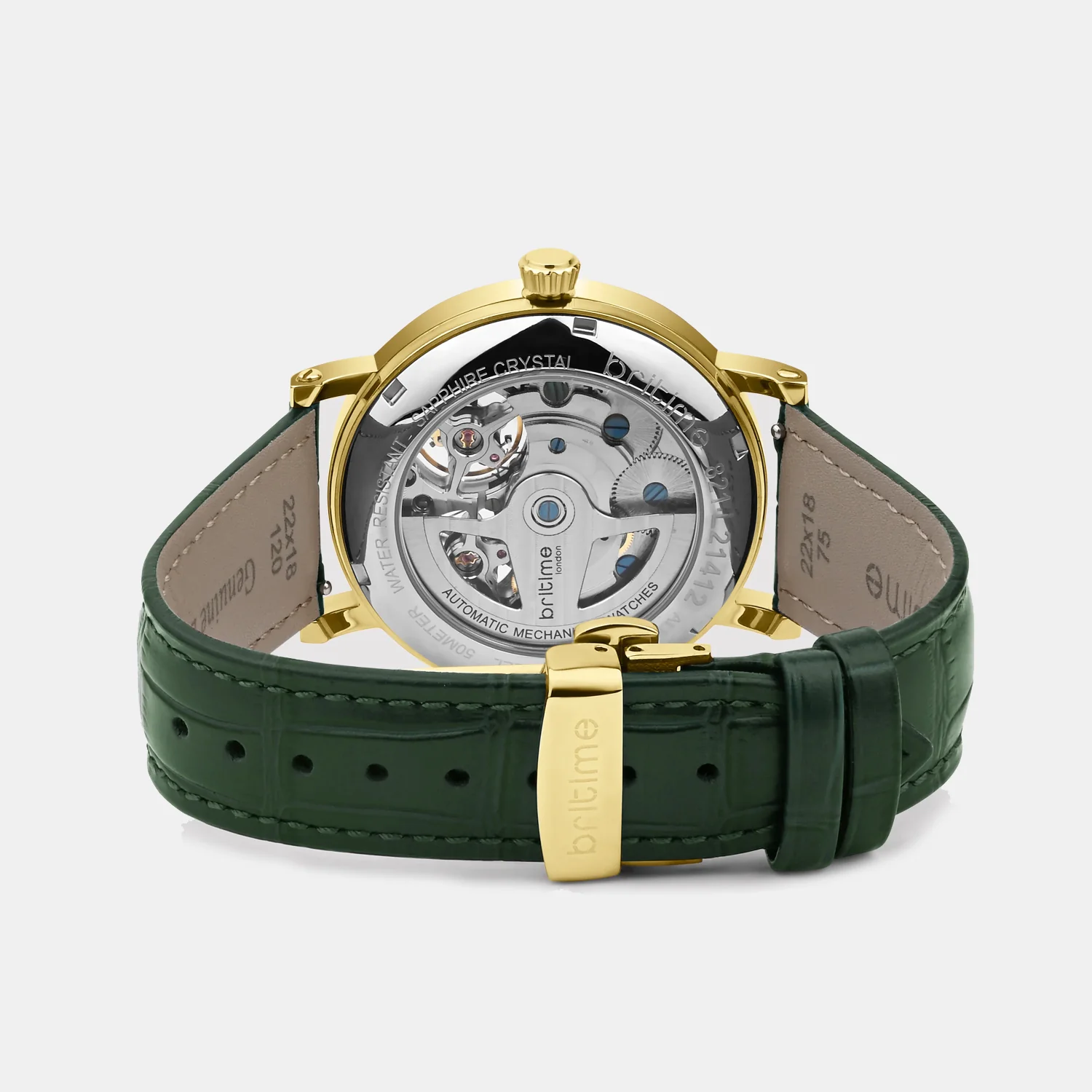 Men Automatic Green Dial Multi-Function Leather Watch 821-L21412 - Image 4