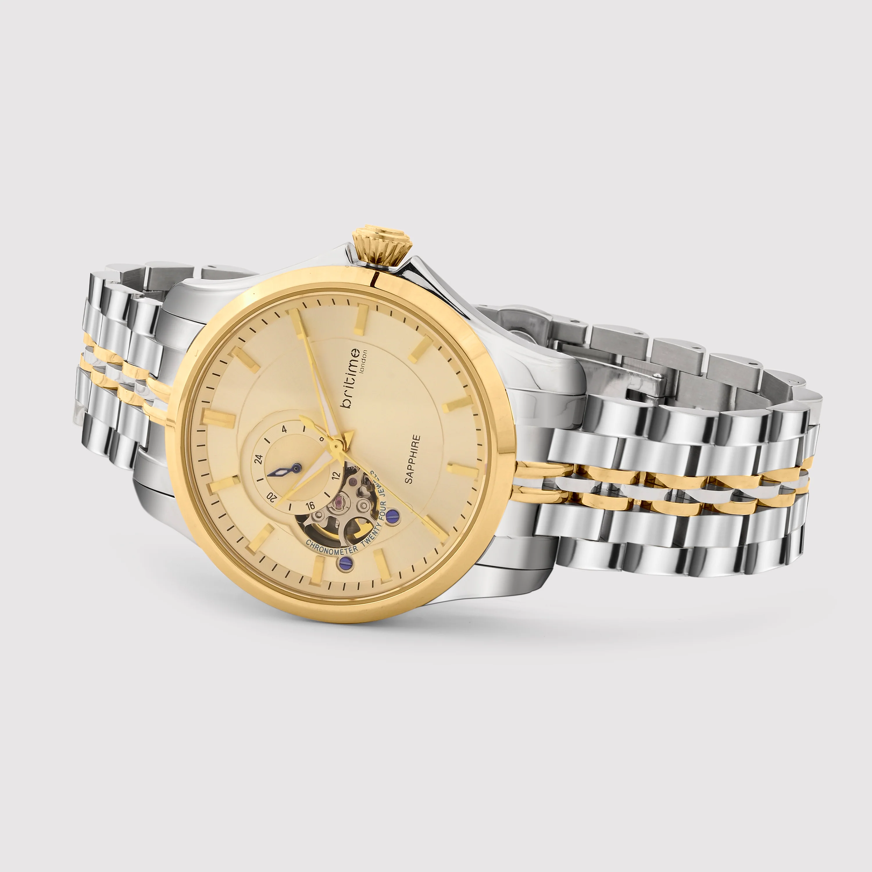 Men Automatic Gold Dial Multi-Function Metal Watch 166-M20904 - Image 4