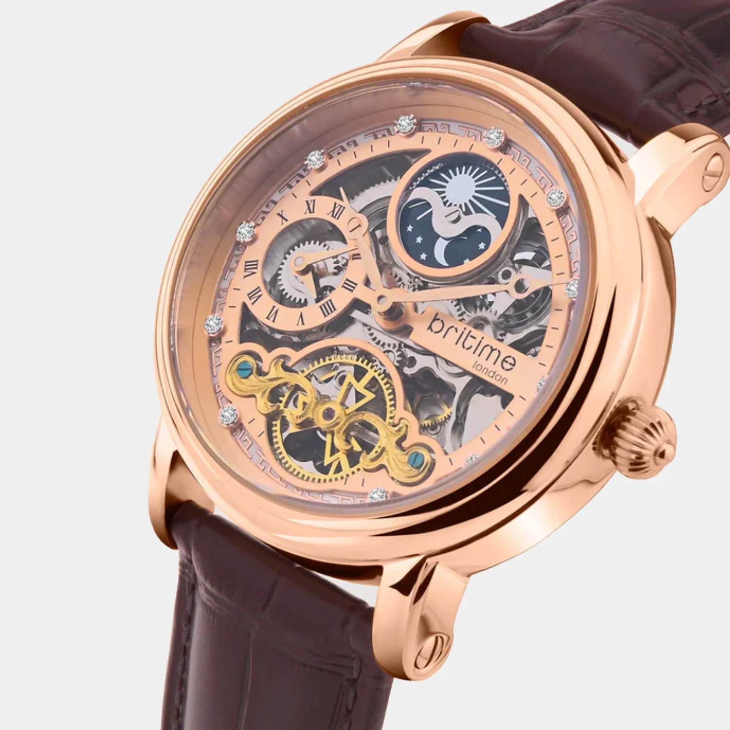 Men Automatic Rose Gold Dial Analog Leather Watch 641-L30708 - Image 3