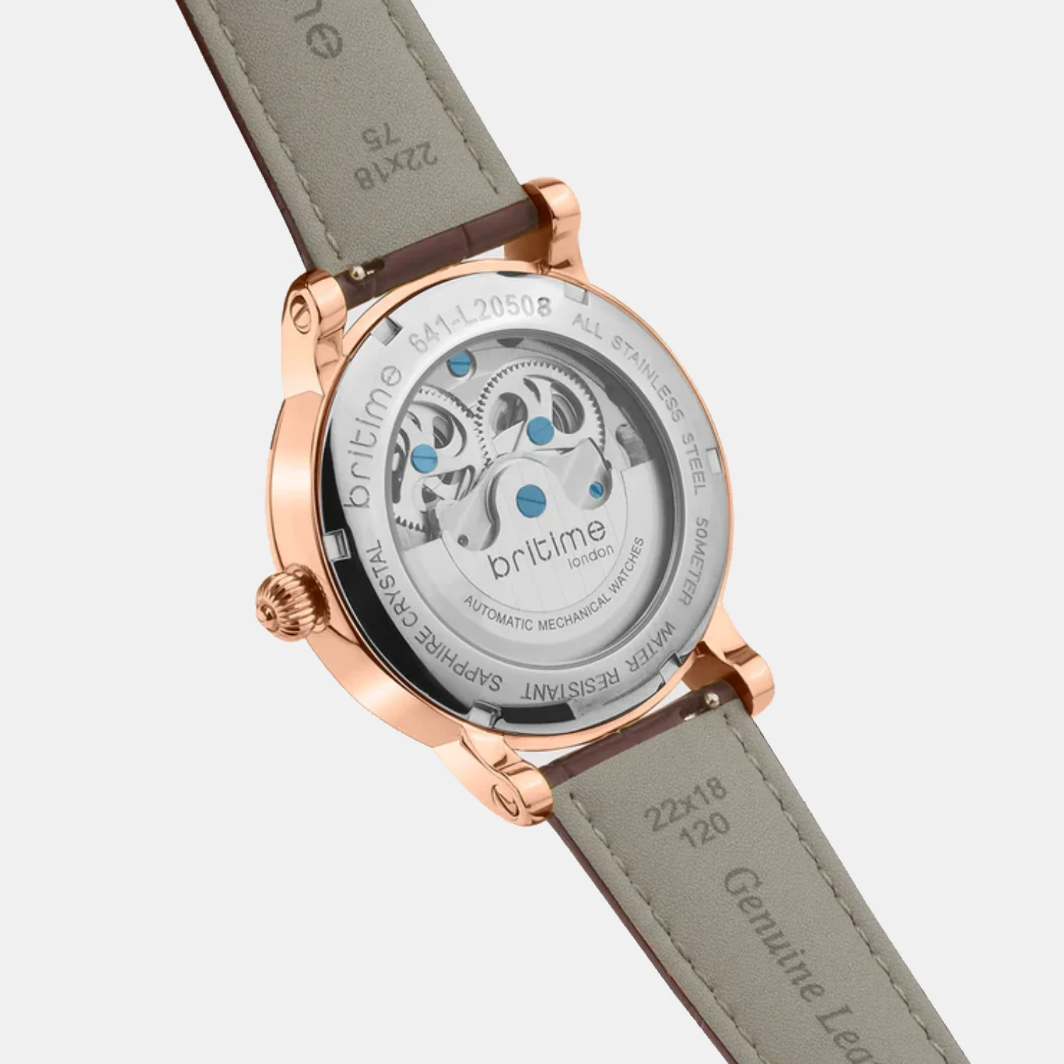 Men Automatic Rose Gold Dial Analog Leather Watch 641-L30708 - Image 4