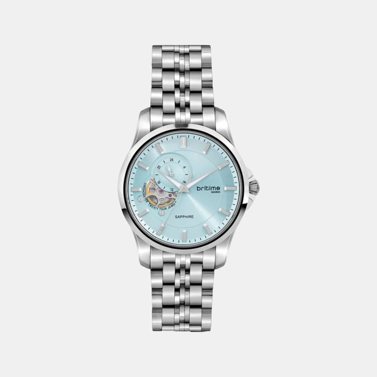 Men Automatic Sea Blue Dial Analog Metal Watch 166-M11701