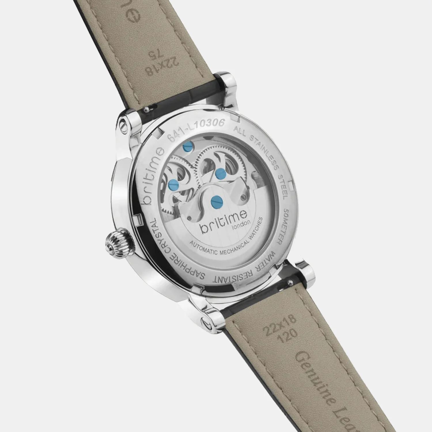 Men Automatic Silver Dial Analog Leather Watch 641-L10306 - Image 4