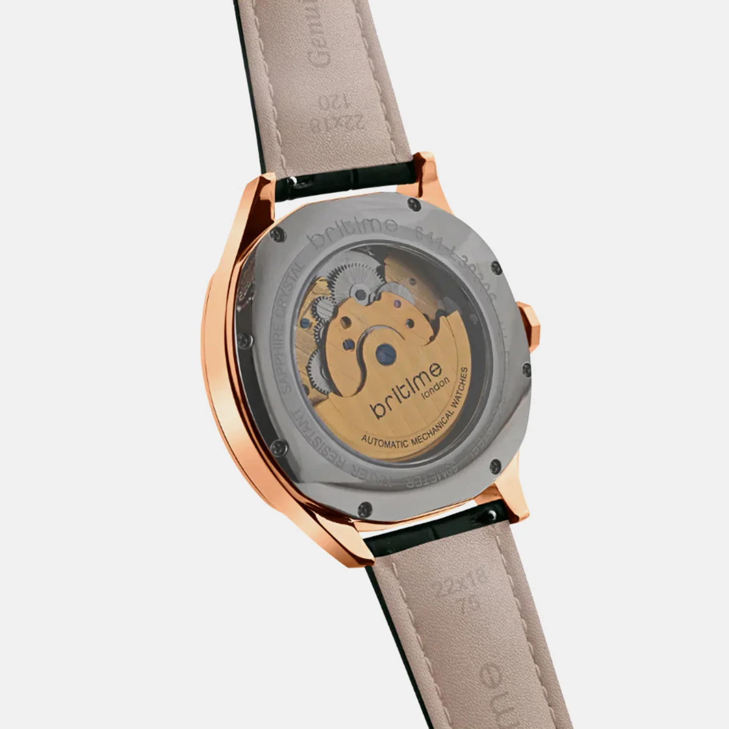 Men Automatic Silver Dial Multi-Function Leather Watch 1641-L30306 - Image 5