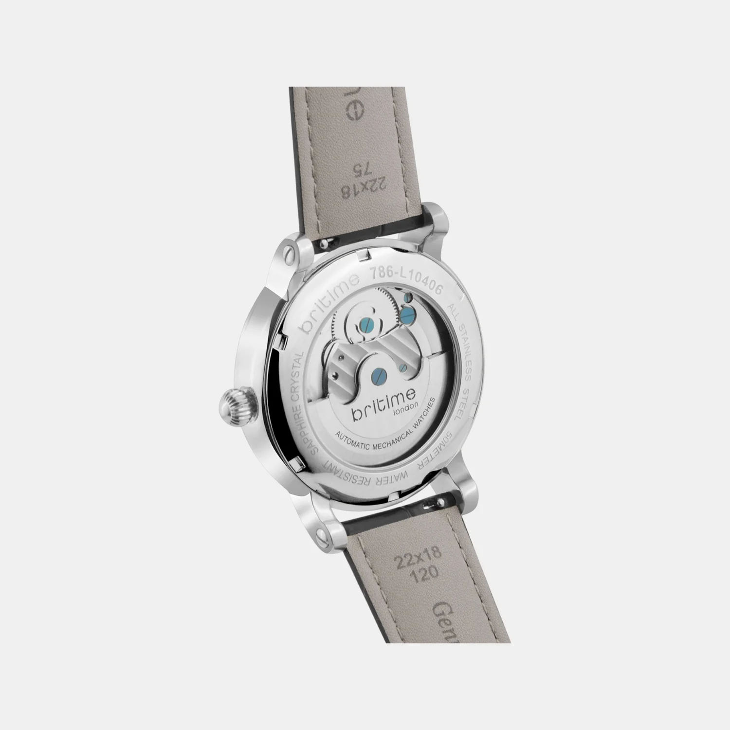 Men Automatic Silver Dial Multi-Function Leather Watch 786-L10406 - Image 7