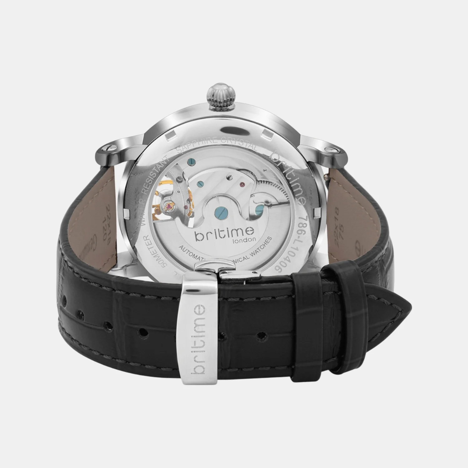 Men Automatic Silver Dial Multi-Function Leather Watch 786-L10406 - Image 8
