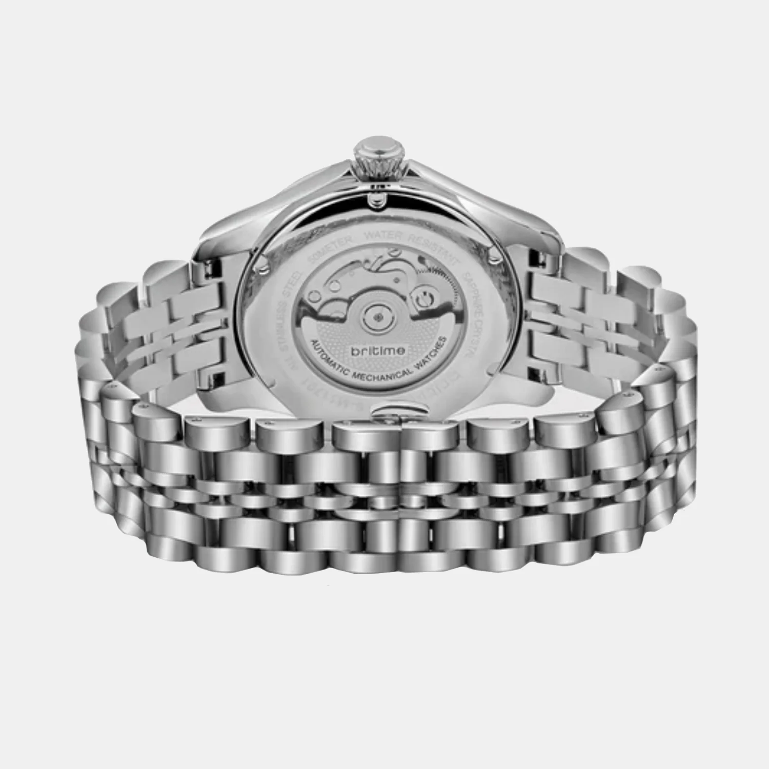 Men Automatic Yellow Dial Analog Metal Watch 166-M11301 - Image 5