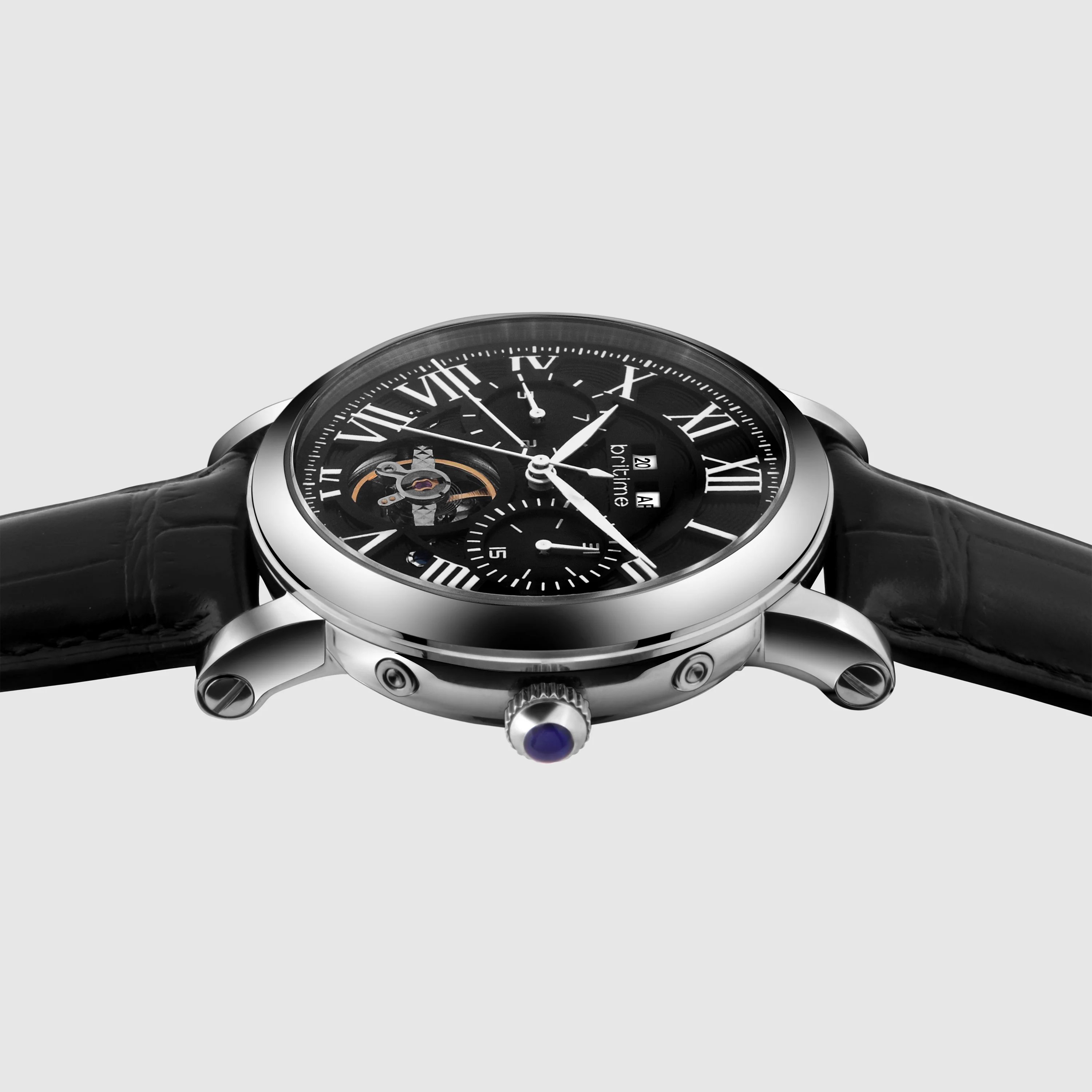 Motion Men Automatic Black Dial Multi-Function Leather Watch 323-L10406 - Image 5