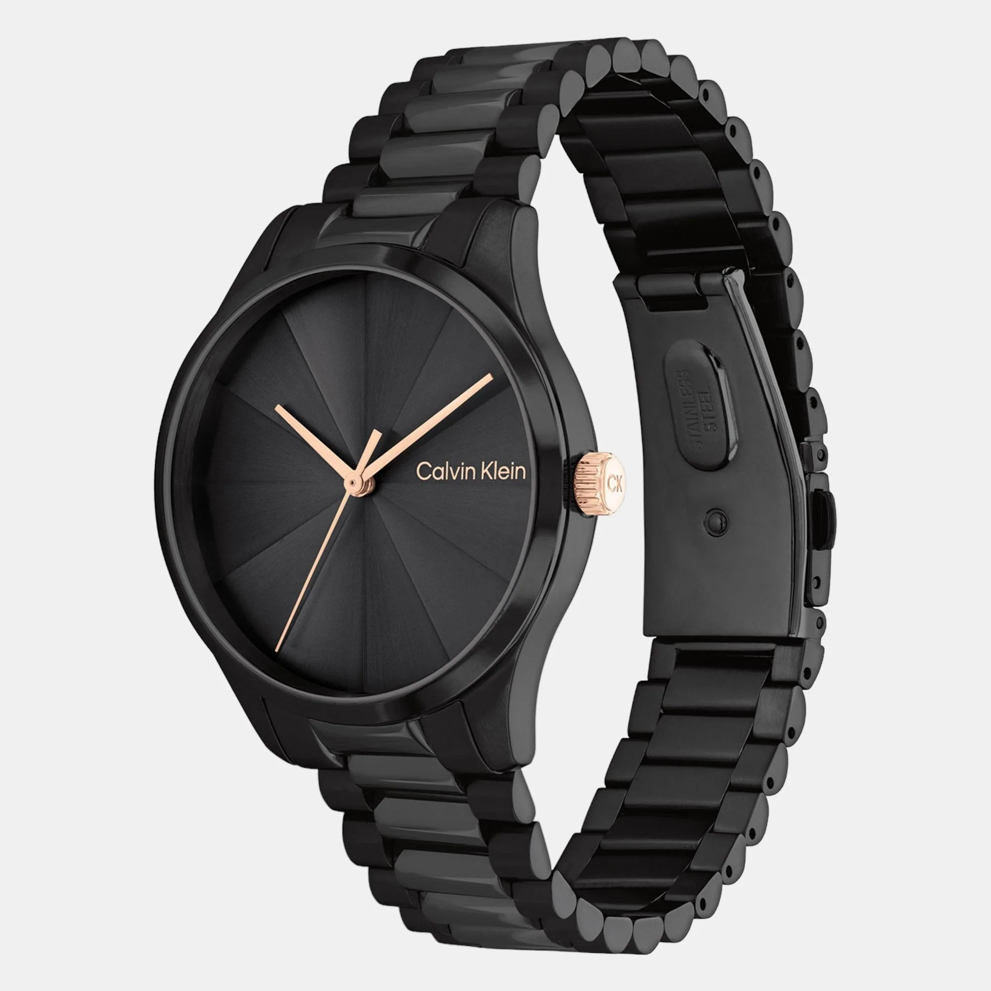 Ck Burst Unisex Quartz Black Dial Analog Stainless Steel Watch 25200233 - Image 2