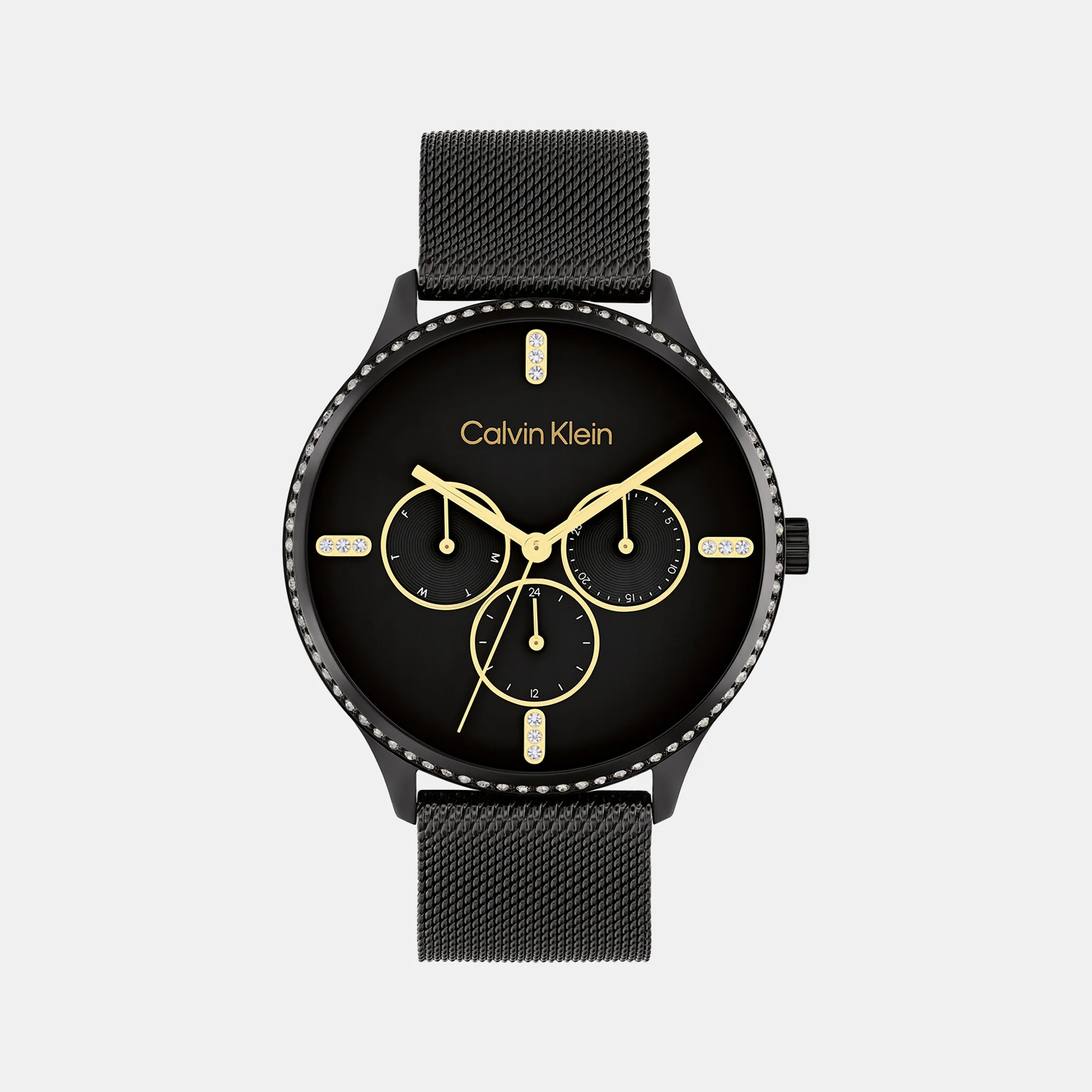 Ck Dress Women Quartz Black Dial Multi-Function Mesh Watch 25200369