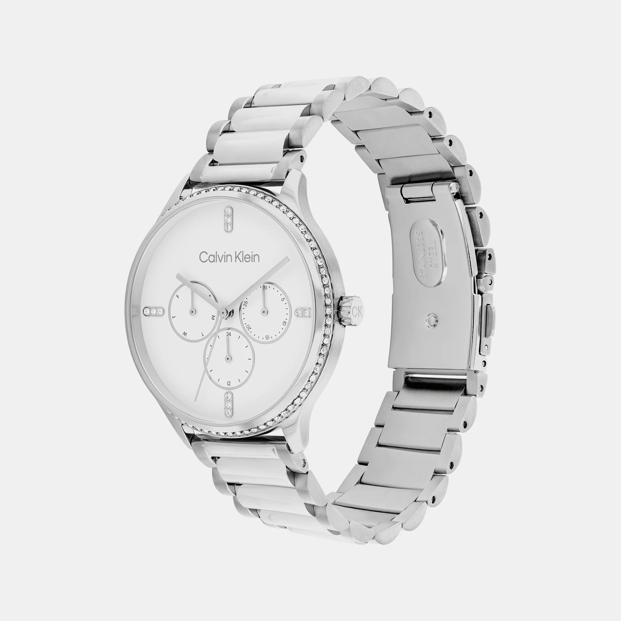 Ck Dress Women Quartz White Dial Multi-Function Stainless Steel Watch 25200373 - Image 2