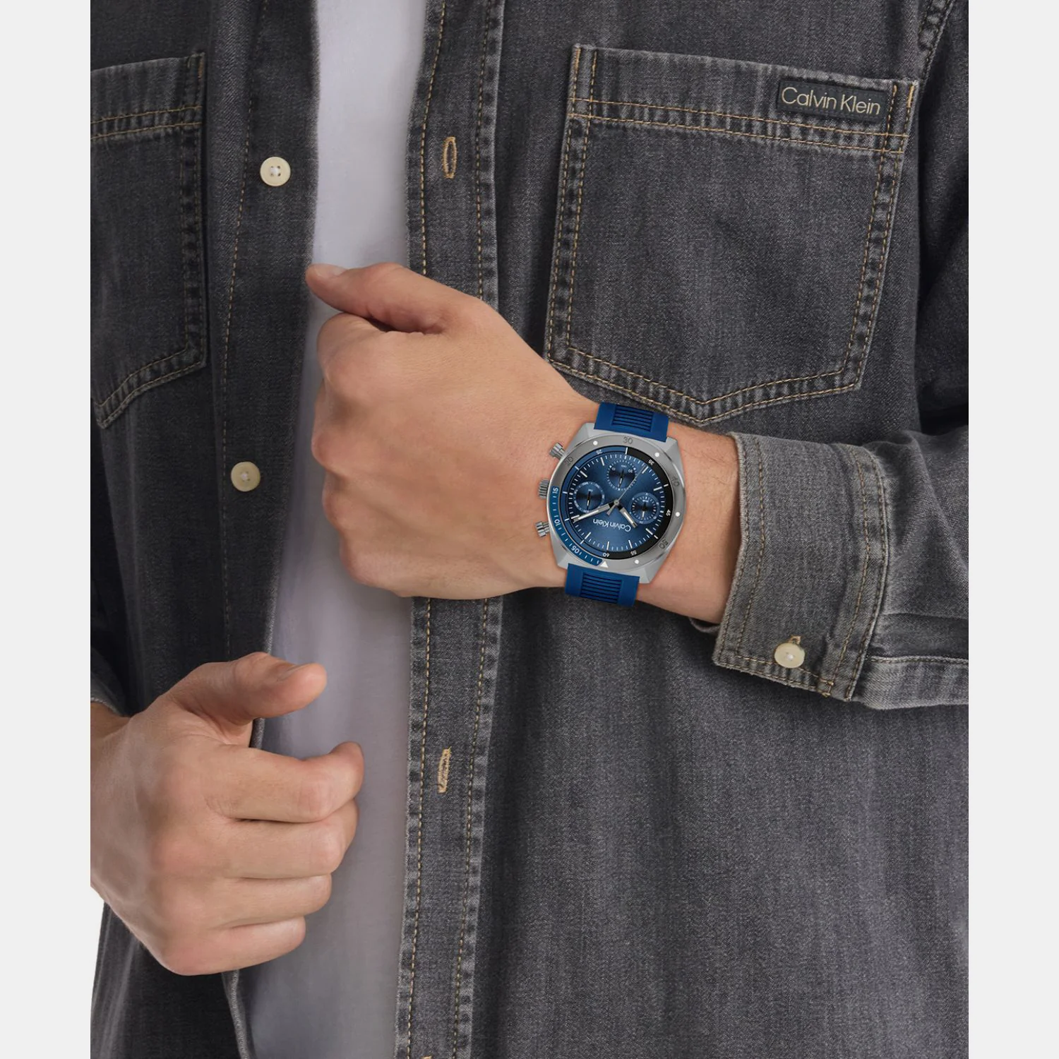 Ck Flex Men Quartz Blue Dial Chronograph Rubber Watch 25200468 - Image 4