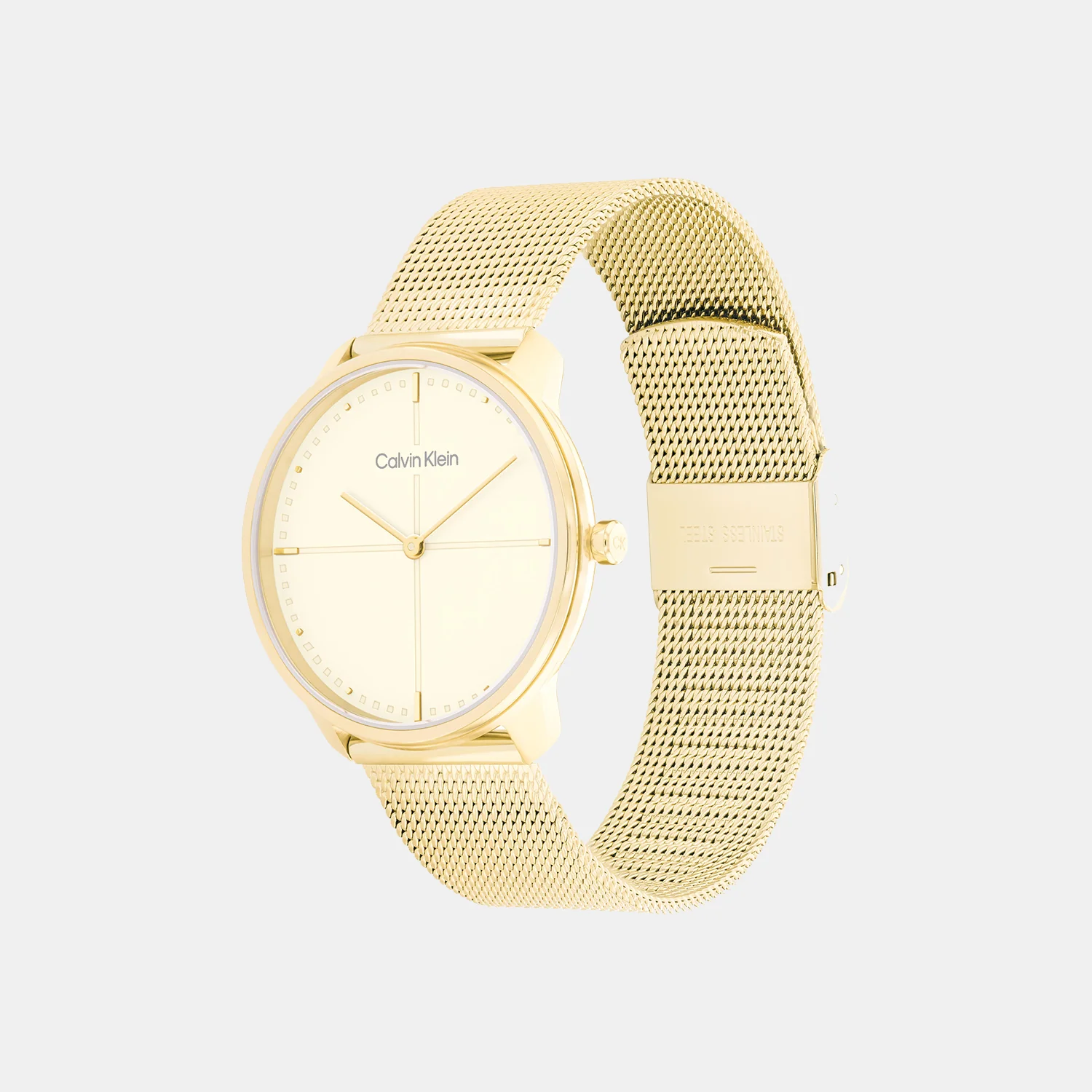 Ck Iconic Unisex Quartz Champagne Dial Analog Mesh Watch 25200159 - Image 2