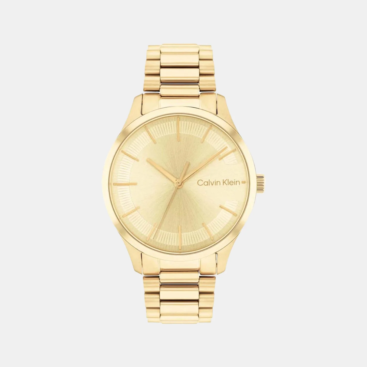 Ck Iconic Unisex Quartz Yellow Dial Analog Stainless Steel Watch 25200043