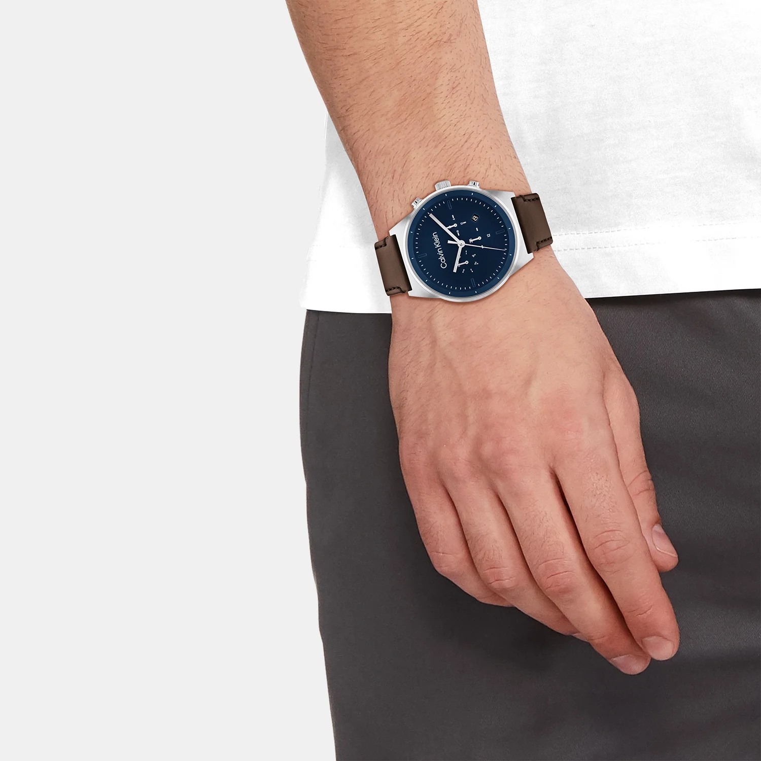 Ck Impressive Men Quartz Blue Dial Chronograph Leather Watch 25200300 - Image 4